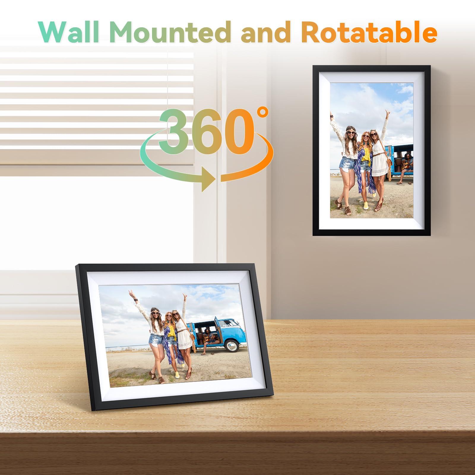 Digital Picture Frame 10.1 Inch WiFi Digital Photo Frame,1280 * 800 HD IPS Touch Screen Smart Cloud Photo Frame, to Share Photos Or Videos Remotely Via APP Email (Black)