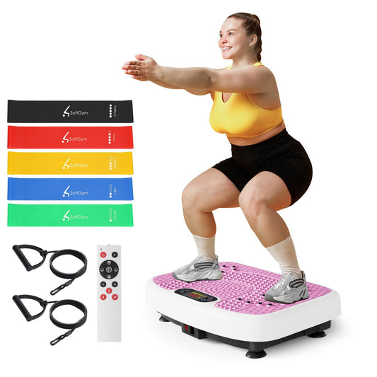 Vibration Plate Exercise Machine for Lymphatic Drainage Weight Loss,SoftGym Power Vibration Plate 300-400 Lbs Capacity Full Whole Body Workout Vibration Platform,Waver Vibration Plate for Home Fitness