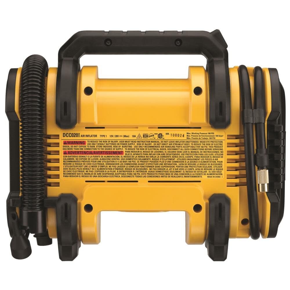 DEWALT 20V MAX Tire Inflator, Compact and Portable, Automatic Shut Off, LED Light, Bare Tool Only (DCC020IB)