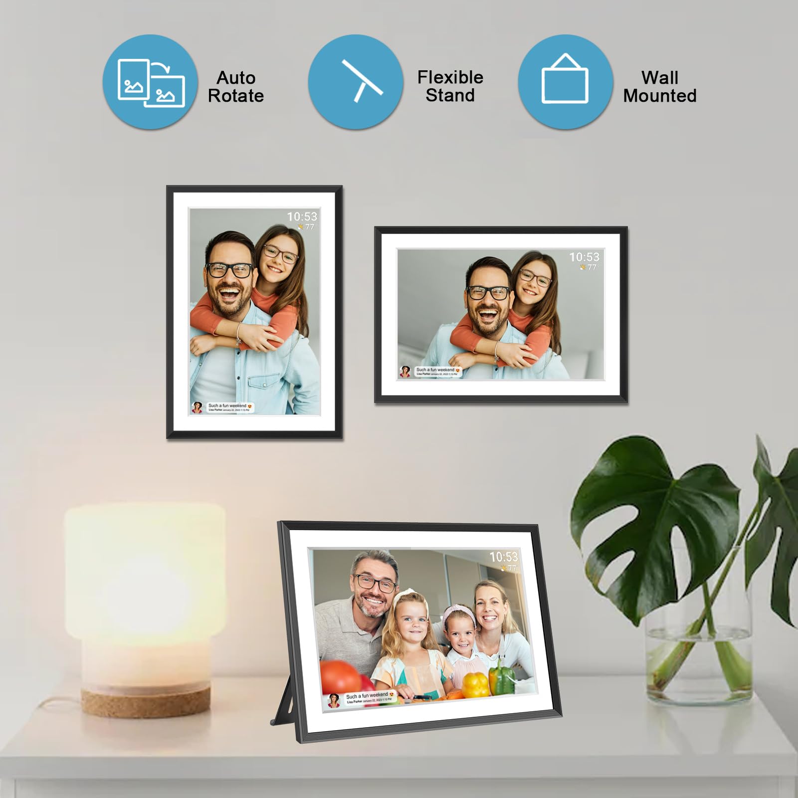 FRAMEO Digital Photo Frame WiFi 32GB 10.1 Inch 1280x800 IPS Touch Screen Digital Picture Frame Easy Setup Share Photo or Video via Frameo APP