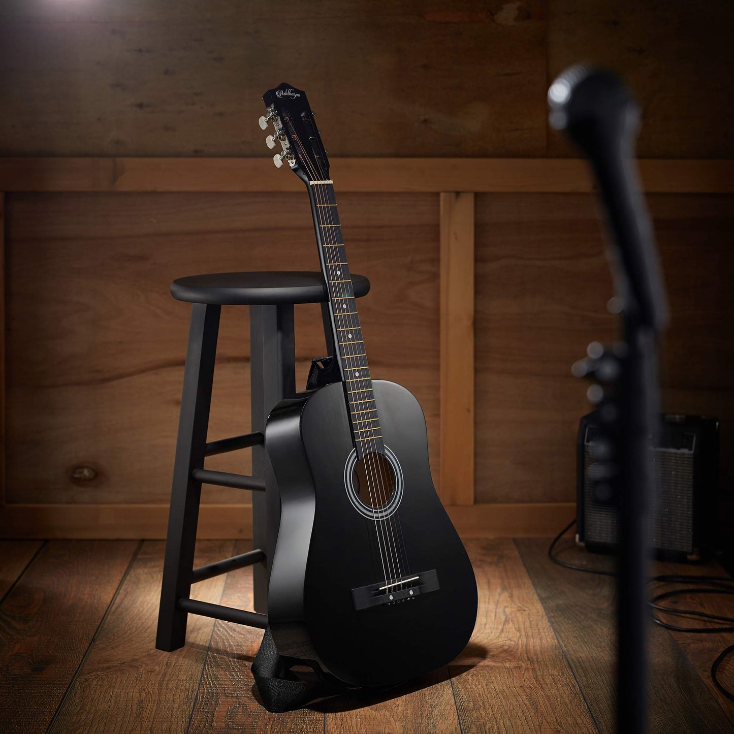 Ashthorpe 30-inch Beginner Acoustic Guitar Package (Black), Basic Starter Kit w/Gig Bag, Strings, Strap, Tuner, Picks