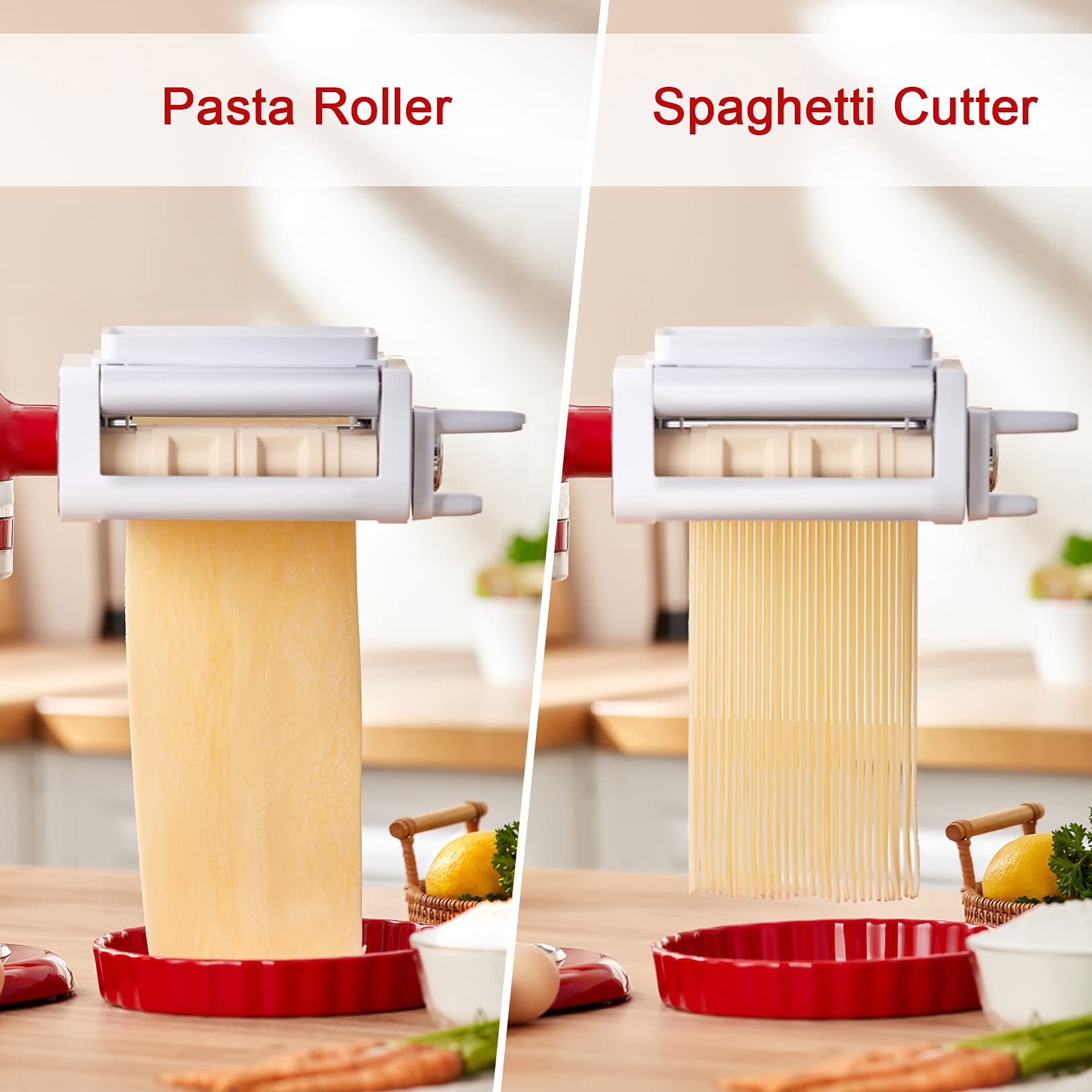 Antree Pasta Maker Attachment 3 in 1 Set for KitchenAid Stand Mixers Included Pasta Sheet Roller, Spaghetti Cutter, Fettuccine Cutter Maker Accessories and Cleaning Brush