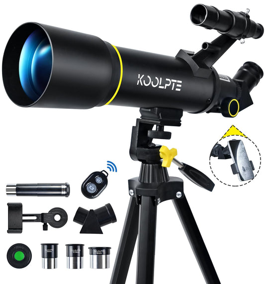 Telescope, 70mm Aperture 400mm AZ Mount Astronomical Refracting Telescopes (20x-200x) for Kids &amp; Adults, Portable Travel with Tripod Phone Adapter, Remote Control, Easy to Use, Black