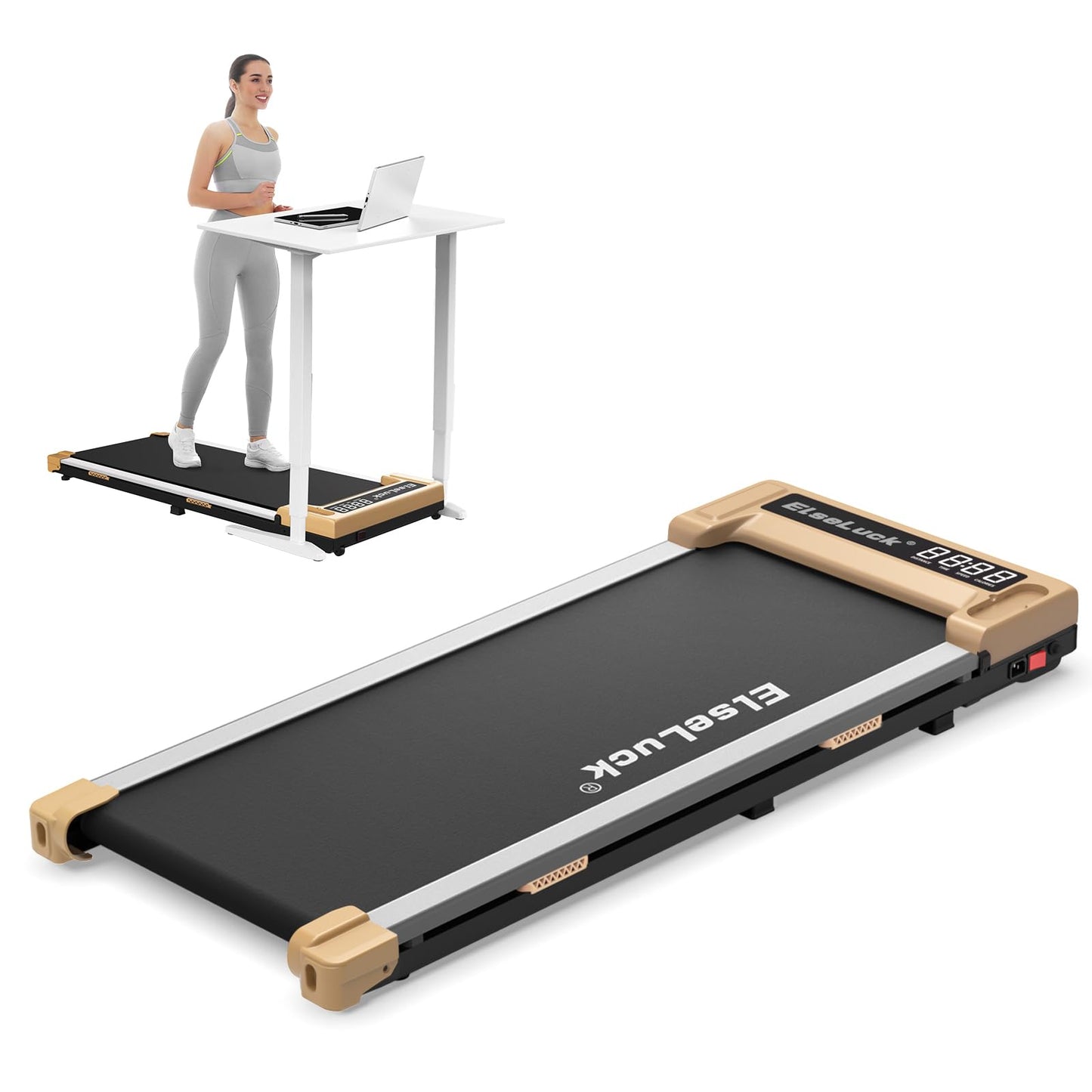 Elseluck Walking Pad, Under Desk Treadmill for Home Office, 2 in 1 Portable Walking Treadmill with Remote Control, Walking Jogging Machine in LED Display