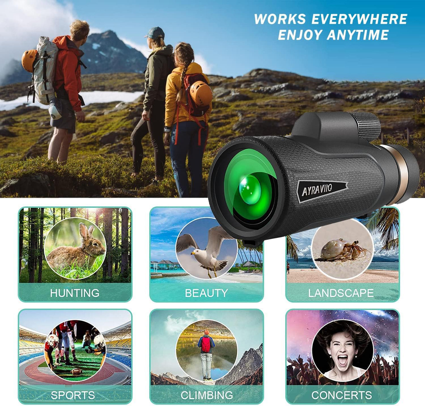 12x60 Monocular Telescope with Smartphone Holder &amp; Upgraded Tripod, High Powered SMC &amp; BAK4 Scope, Birthday Gifts for Men Dad Him Husband Teen, White Elephant Gift, Outdoors Survival Hiking Gear