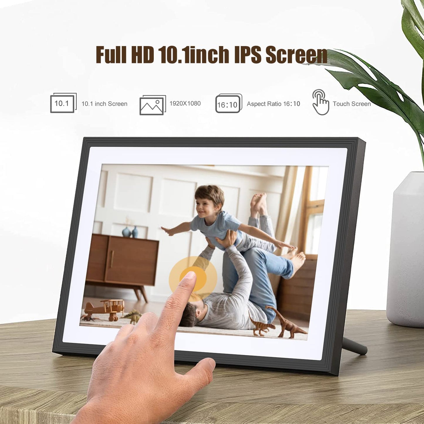 Frameo 10.1" WiFi Digital Picture Frame, Smart Digital Photo Frame with 16GB Storage, 1280x800 IPS HD Touch Screen, Auto-Rotate, Easy Setup to Share Photos or Videos Remotely via App from Anywhere