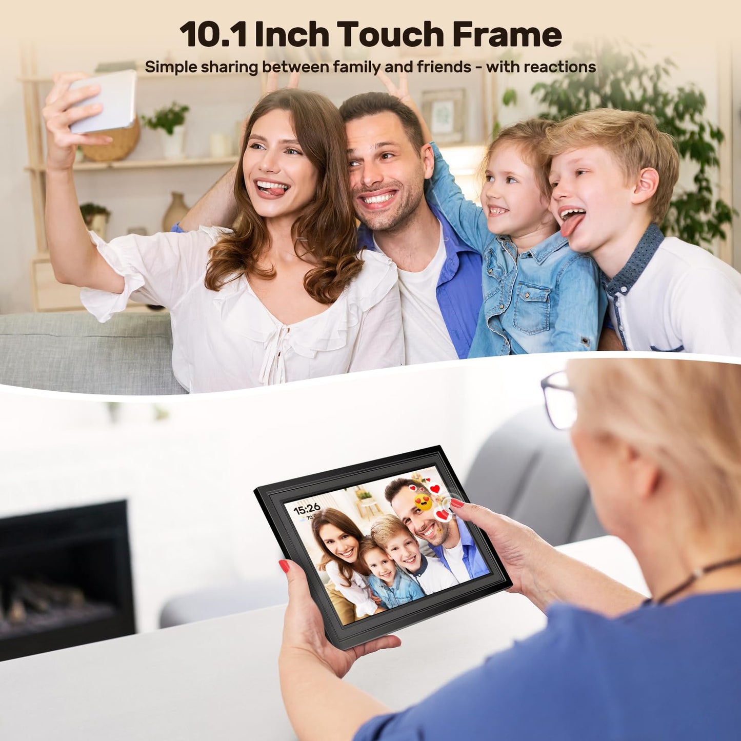 Frameo 10.1 Inch Smart WiFi Digital Picture Frame, 32GB Memory, 1280x800 HD IPS Touchscreen, Digital Photo Frame, Auto-Rotate, Wall Mountable, Share Moments from Anywhere, for Family, Friends-Black