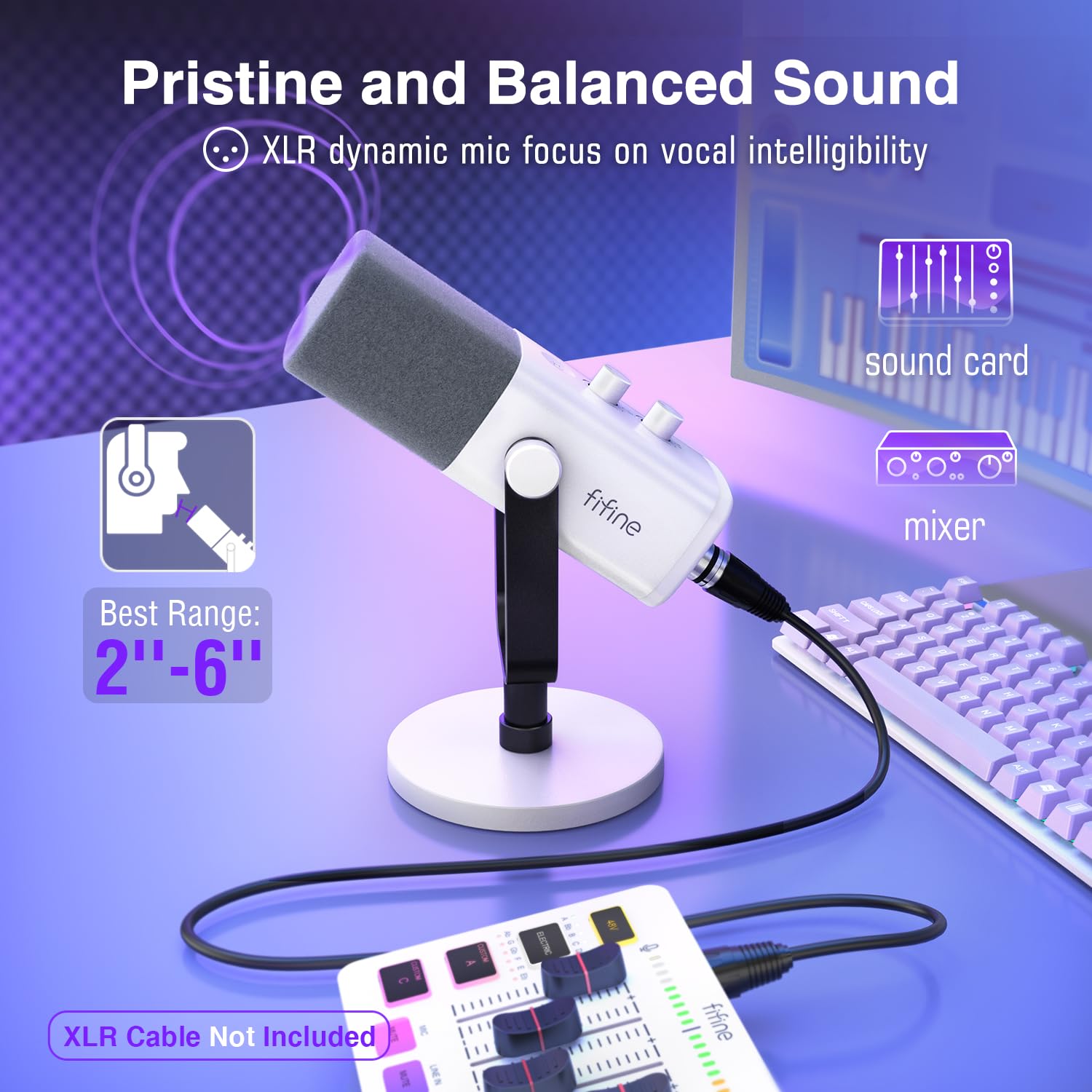 FIFINE USB/XLR Dynamic Microphone for Podcast Recording, PC Computer Gaming Streaming Mic with RGB Light, Mute Button, Headphones Jack, Desktop Stand, Vocal Mic for Singing YouTube-AmpliGame AM8