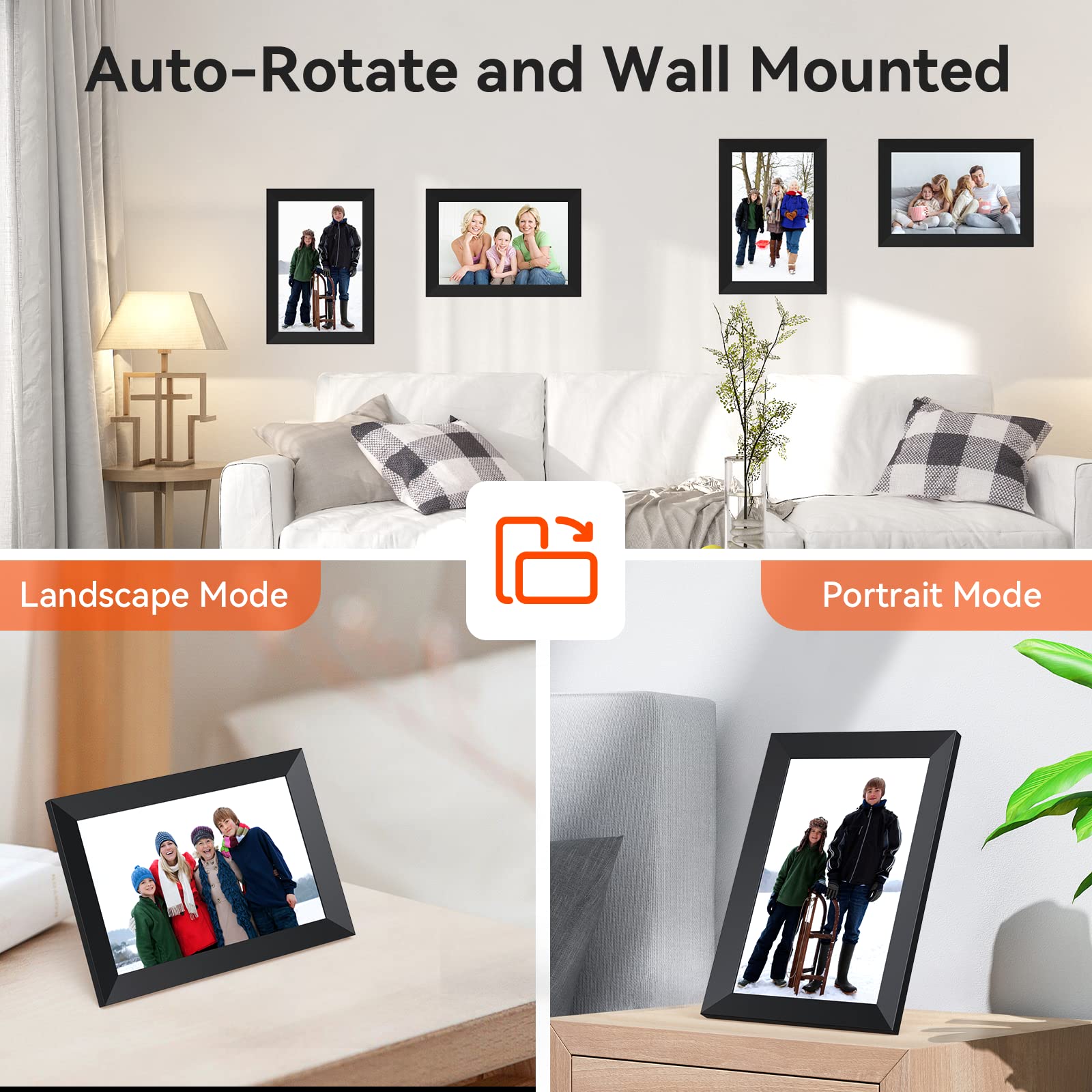 Digital Picture Frame 10.1 Inch WiFi Digital Photo Frame,1280 * 800 HD IPS Touch Screen Smart Cloud Photo Frame, to Share Photos Or Videos Remotely Via APP Email (Black)