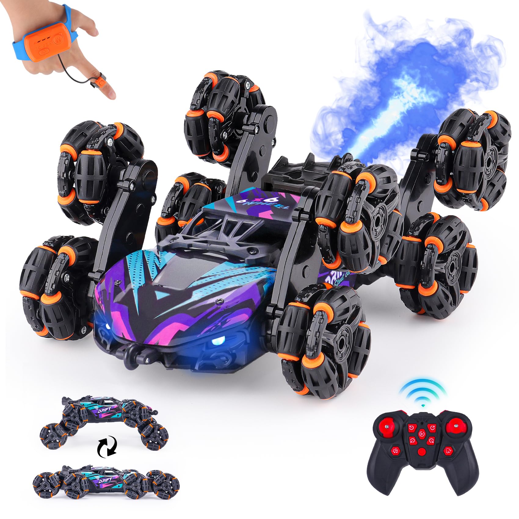 Cool 8 Wheels Hand Controlled rc Stunt Car Toys, Gesture Sensing Remote Control Cars for Boys Age 6 7 8-12 13 14 Year Old, Birthday Gifts Ideas for Kids