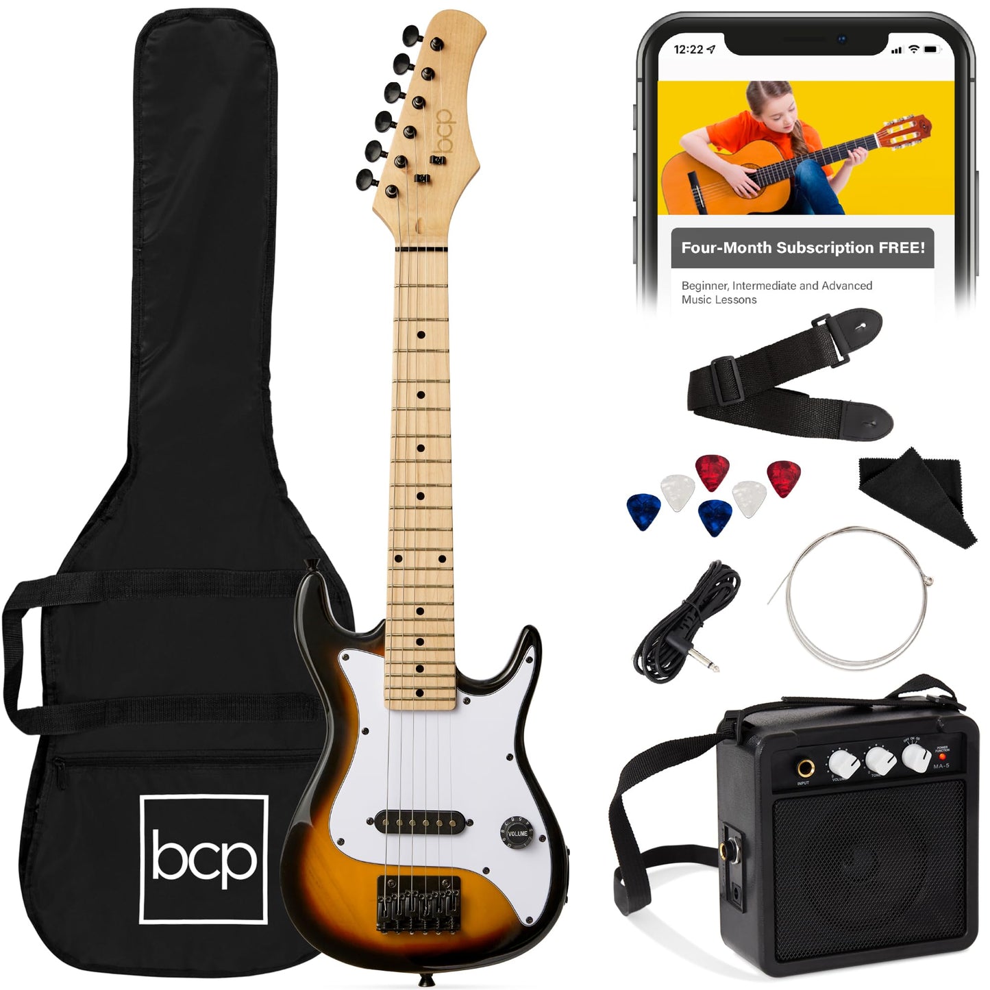 Best Choice Products 30in Beginners Electric Guitar Beginner Starter Kit w/ 5W Amplifier, Strap, Gig Bag, Strings, Picks - Black