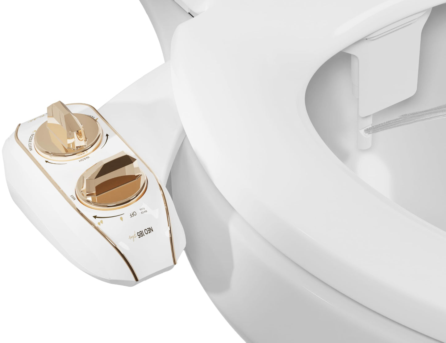 LUXE Bidet NEO 185 Plus - Patented Bidet Attachment for Toilet Seat, Innovative Hinges to Clean, Slide-in Easy Install, Advanced 360° Self-Clean, Dual Nozzles, Feminine &amp; Rear Wash (Chrome)