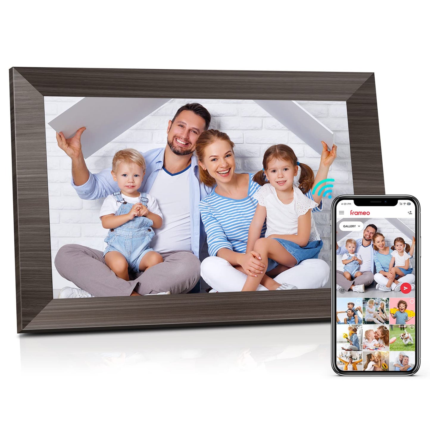 10.1 Inch WiFi Digital Picture Frame, 1280x800HD IPS Touch Screen Digital Photo Frame Electronic,16GB Memory, Auto-Rotate, Wall Mountable, Share Photos/Videos Instantly via Uhale App from Anywhere