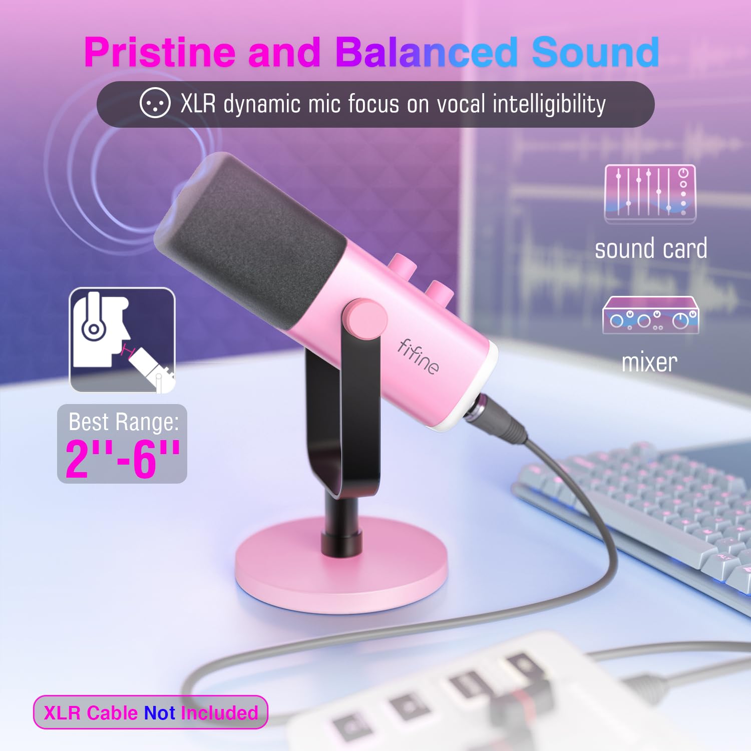 FIFINE USB/XLR Dynamic Microphone for Podcast Recording, PC Computer Gaming Streaming Mic with RGB Light, Mute Button, Headphones Jack, Desktop Stand, Vocal Mic for Singing YouTube-AmpliGame AM8