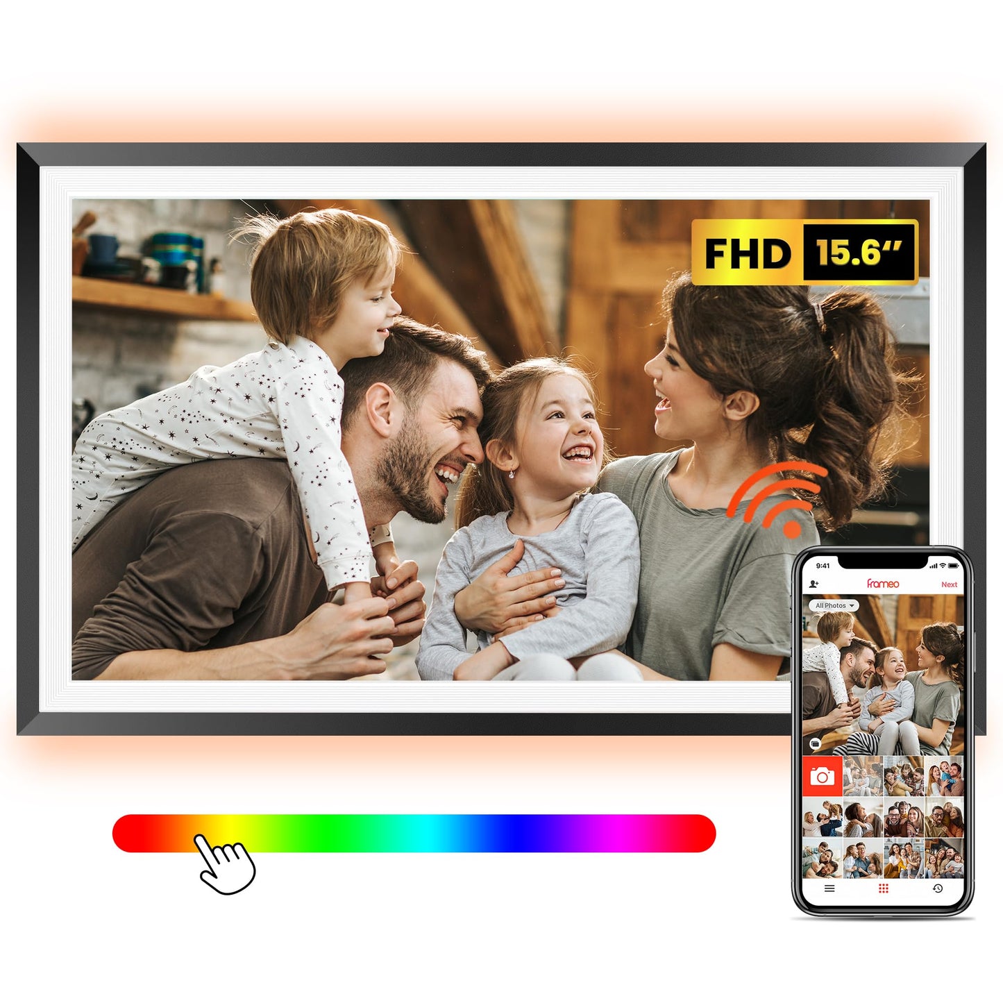 Frameo 10.1" WiFi Digital Picture Frame with 32GB Memory, 1280 x 800 IPS HD Touch Screen Electronic Photo Frame, Auto-Rotate, Slideshow, Wall Mountable, Share Photos/Video Remotely Anywhere