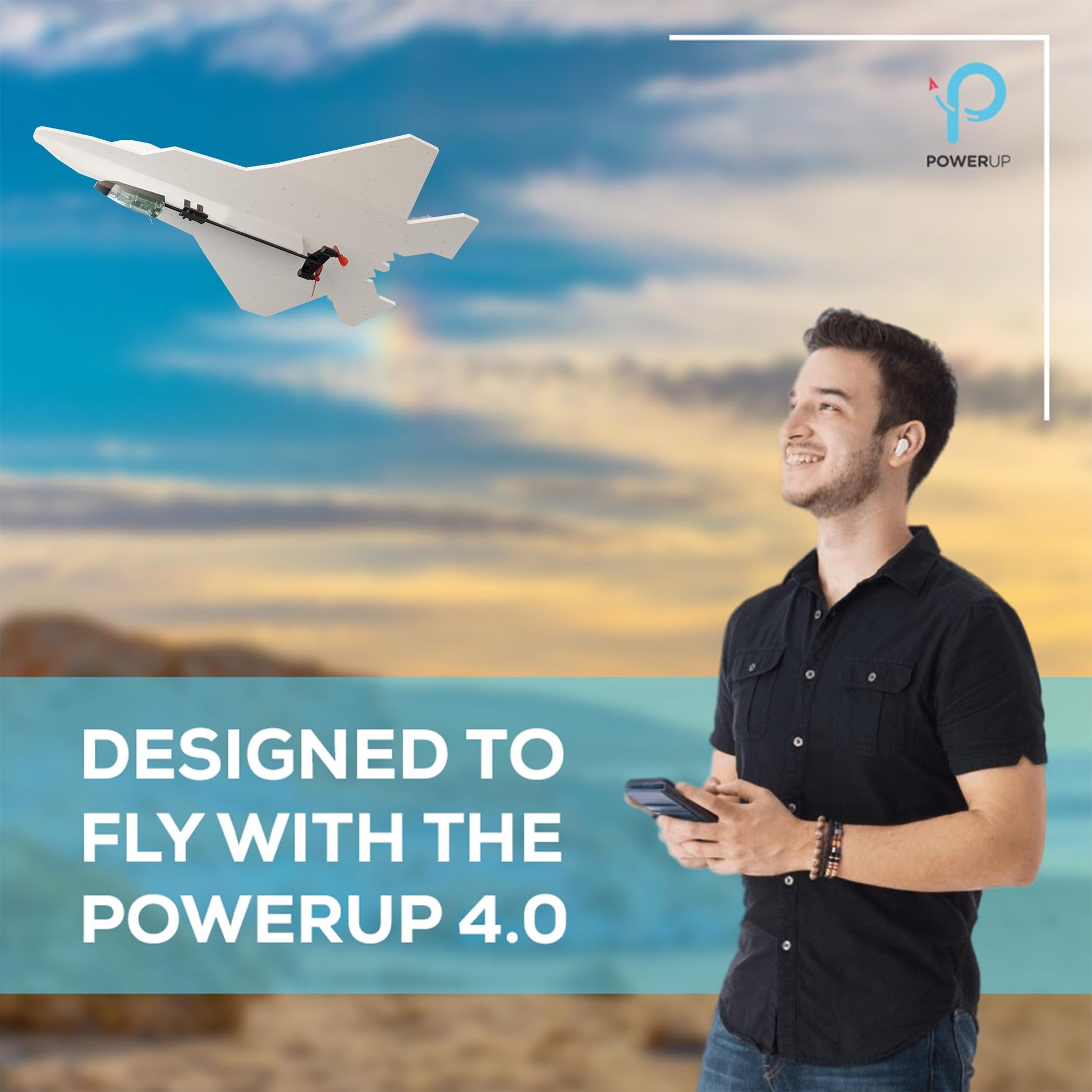 POWERUP 4.0 The Next-Generation Smartphone Controlled Paper Airplane Kit, RC Controlled. Easy to Fly with Autopilot &amp; Gyro Stabilizer. for Hobbyists, Pilots, Tinkerers.