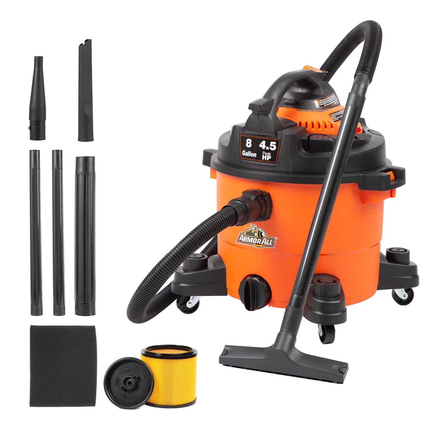 Armor All, AA255 , 2.5 Gallon 2 Peak HP Wet/Dry Utility Shop Vacuum , Orange