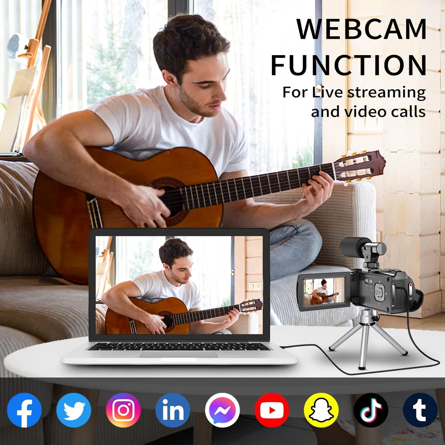 Video Camera Camcorder 4K 36.0 MP Vlogging Camera Recorder for YouTube 3.0 Inch IPS Screen 18X Digital Zoom Camcorders Camera with Batteries Tripod