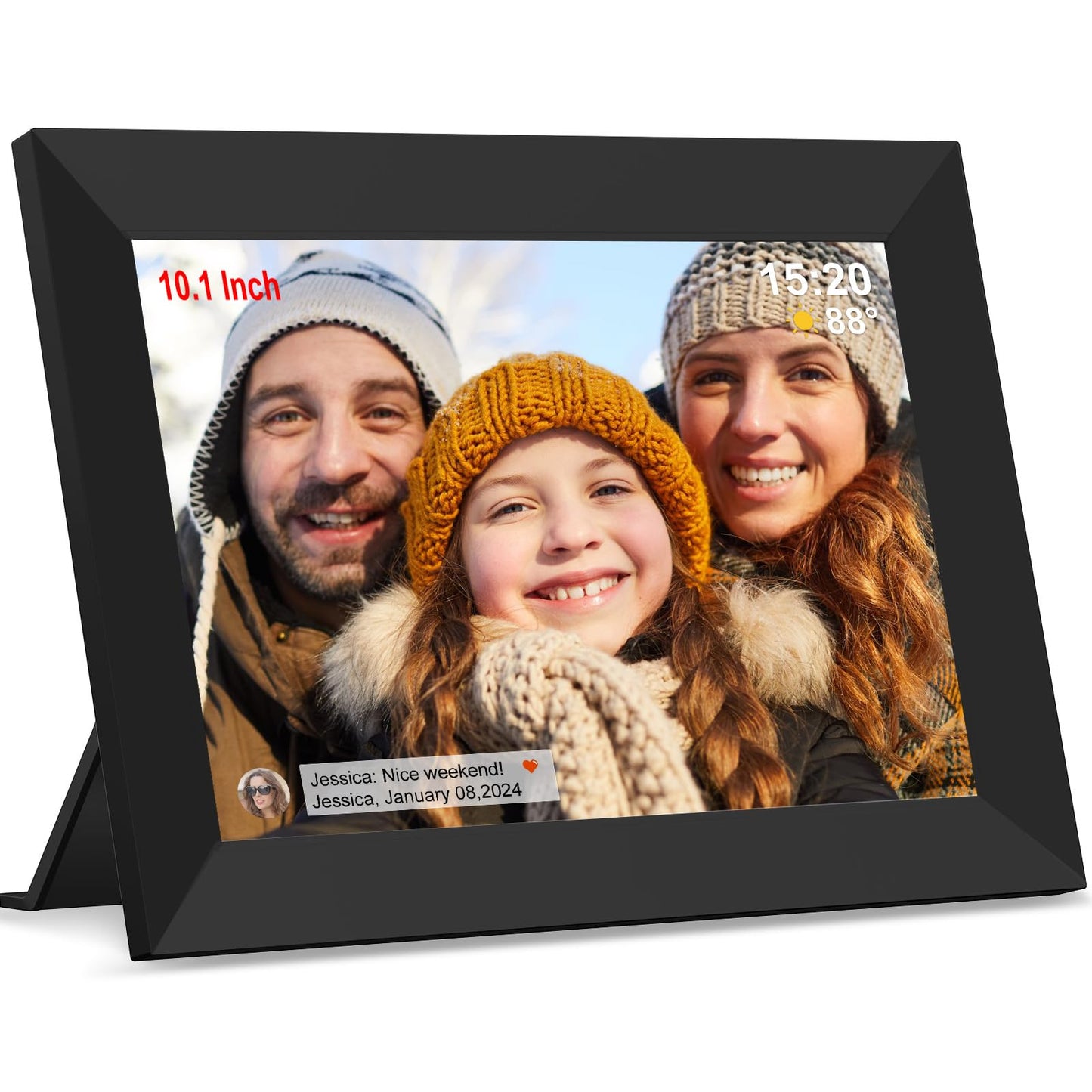 Frameo 10.1 inch Digital Picture Frame WiFi Smart Digital Photo Frame Wood IPS HD 1280 * 800 1080P Touch Screen Auto-Rotate Easy Setup to use Free Share Photos and Videos Gift for mon Father Women