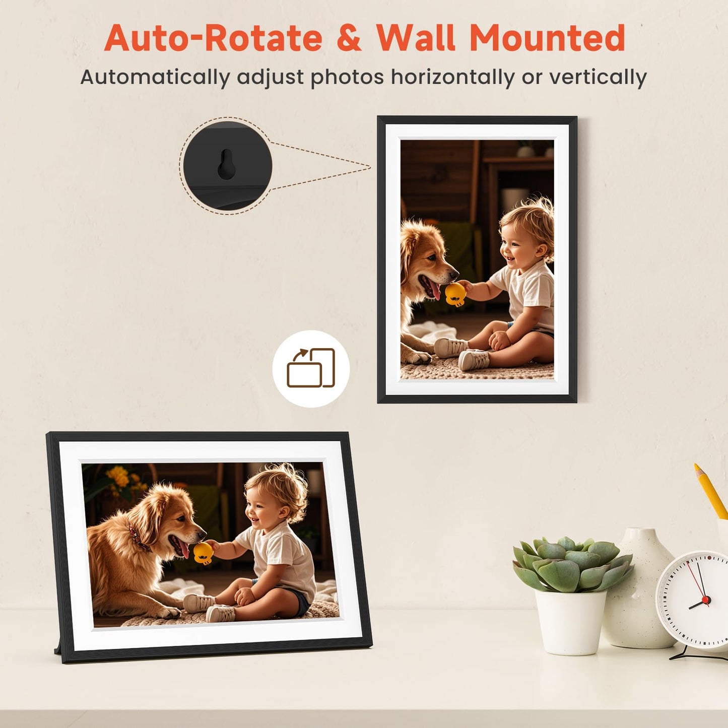 Frameo 10.1" WiFi Digital Picture Frame with 32GB Memory, 1280 x 800 IPS HD Touch Screen Electronic Photo Frame, Auto-Rotate, Slideshow, Wall Mountable, Share Photos/Video Remotely Anywhere