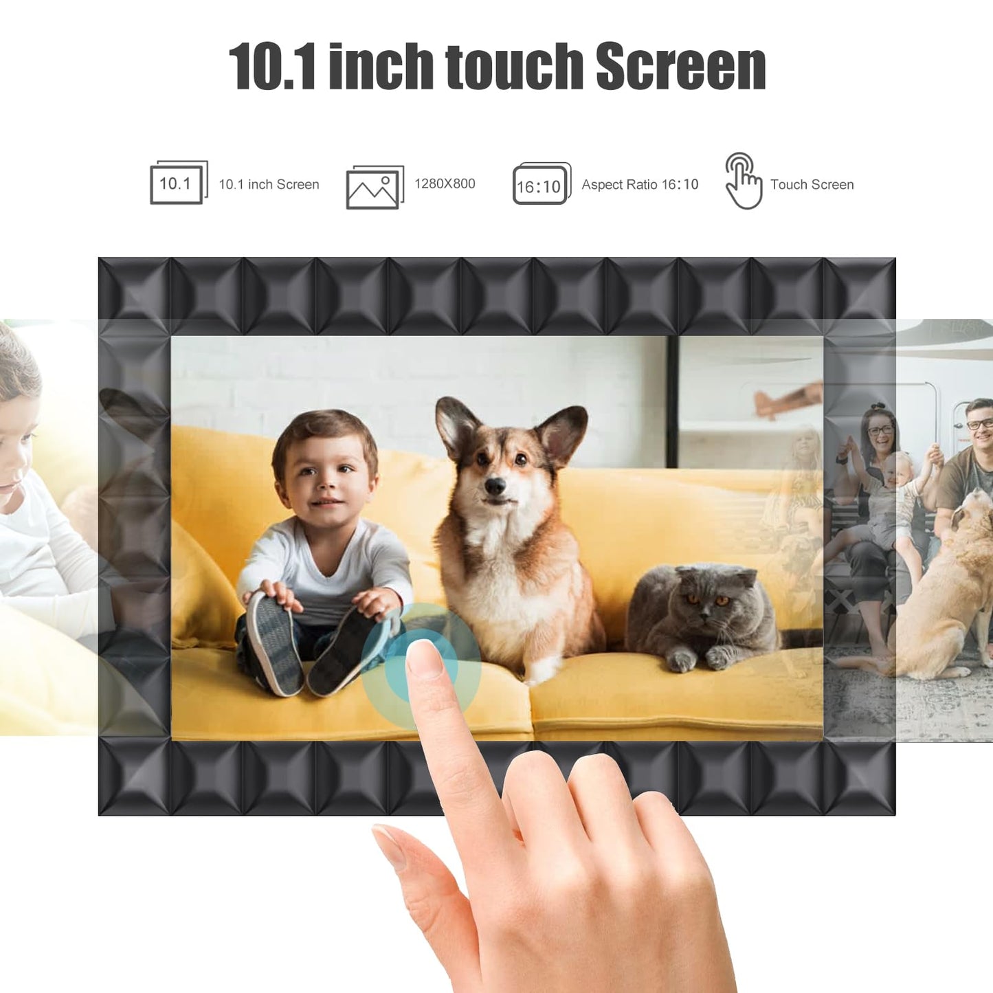 10.1'' Digital Picture Frame，Smart Digital Photo Frame with 1280x800 IPS Touch Screen, Auto-Rotate and Slideshow, Easy Setup to Share Moments Via APP from Anywhere Anytime