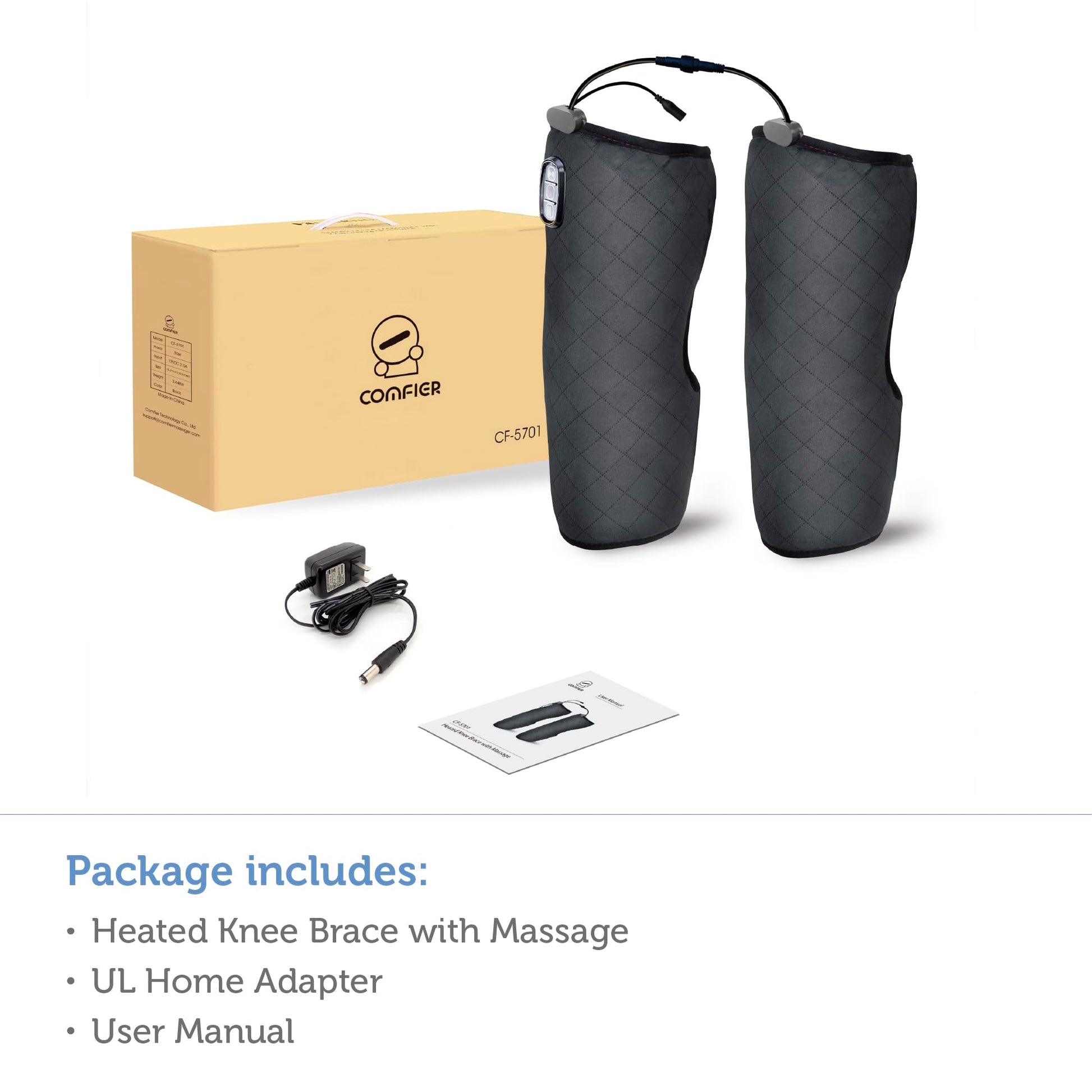 COMFIER Heated Knee Massager with Heating Pad for Knee Pain Relief,Gifts for Men Women Dad Mom,Knee Warmers Wrap, FSA or HSA Eligible,Heated Knee Pad for Men Women Seniors