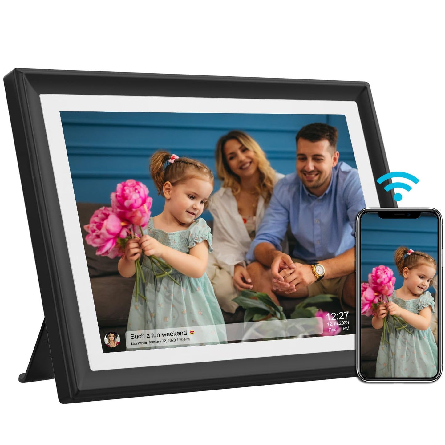 FRAMEO Digital Photo Frame WiFi 32GB 10.1 Inch 1280x800 IPS Touch Screen Digital Picture Frame Easy Setup Share Photo or Video via Frameo APP