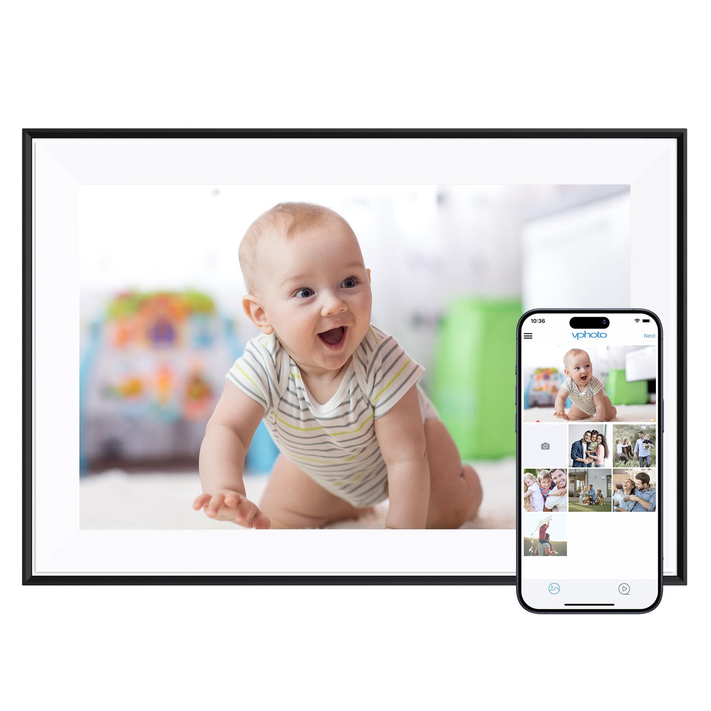 Dragon Touch 10.1'' WIFI Digital Picture Frame - 1280*800 HD IPS Touch Screen Digital Photo Frame Display, Auto-Rotate, Share Photos/Videos Instantly via Free App Best Gifts for Birthday, Wedding, Mom