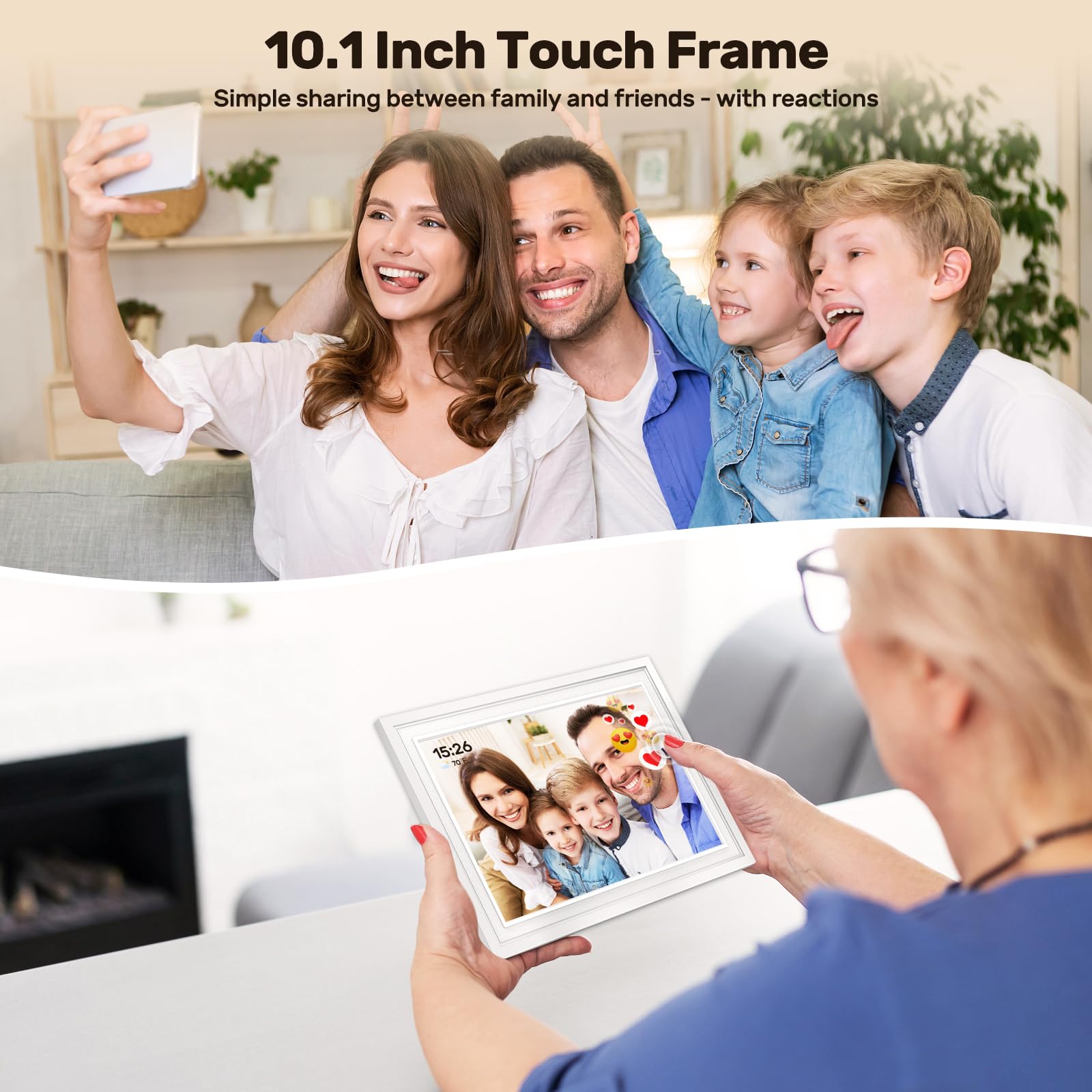 Frameo 10.1 Inch Smart WiFi Digital Picture Frame, 32GB Memory, 1280x800 HD IPS Touchscreen, Digital Photo Frame, Auto-Rotate, Wall Mountable, Share Moments from Anywhere, for Family, Friends-Black