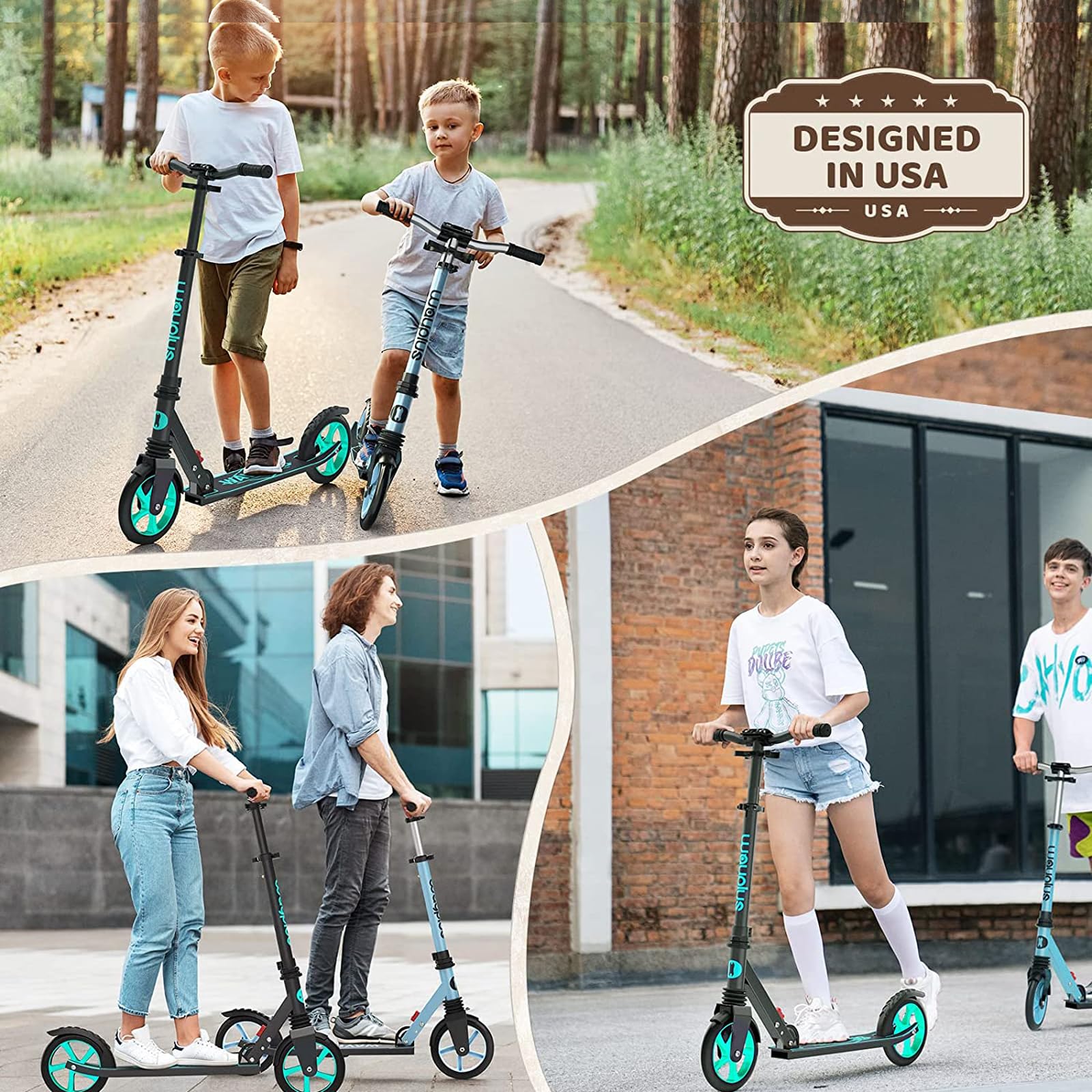 Kick Scooter for Ages 6+,Kid, Teens &amp; Adults. Max Load 240 LBS. Foldable, Lightweight, 8IN Big Wheels for Kids, Teen and Adults, 4 Adjustable Levels. Bearing ABEC9