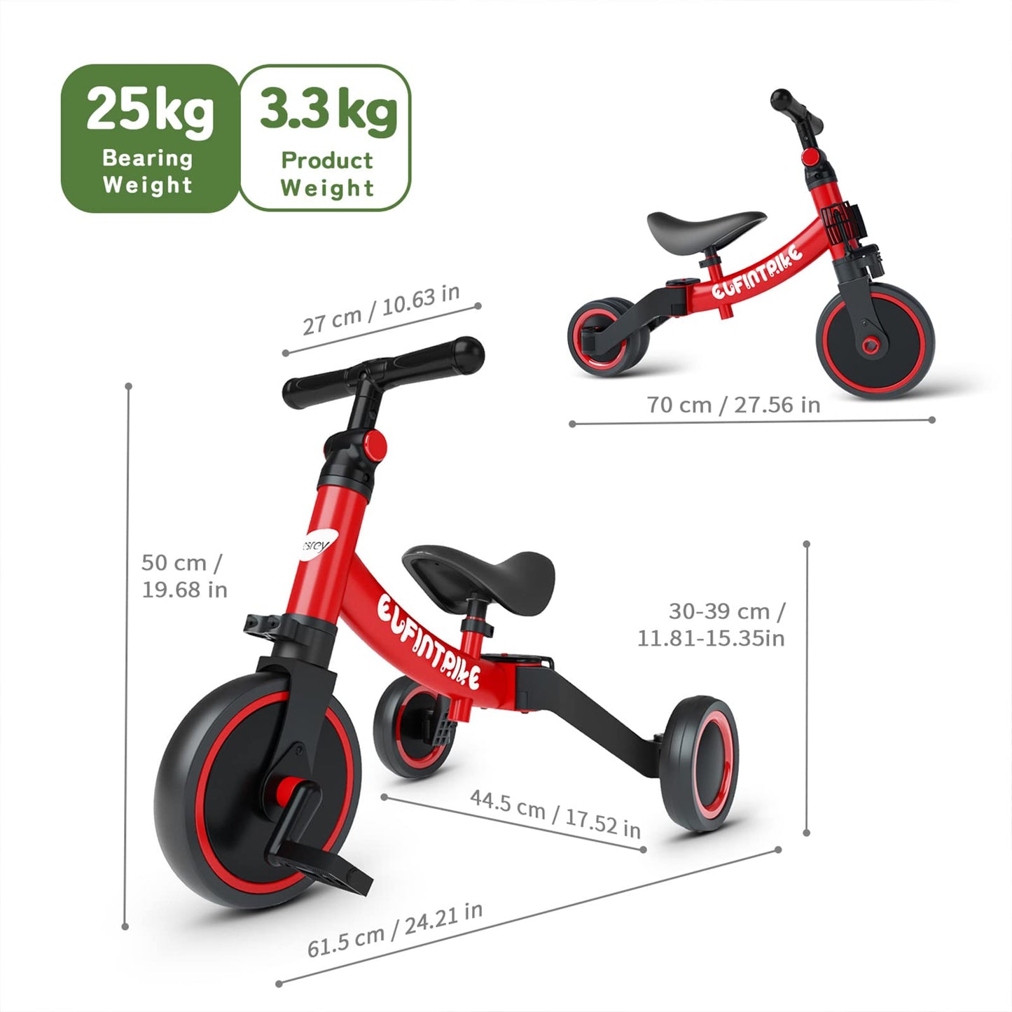 besrey 5 in 1 Toddler Bike for 1 Year to 4 Years Old Kids, Toddler Tricycle Kids Trikes Tricycle, Toys for Boy &amp; Girl, Balance Training, Removable Pedals