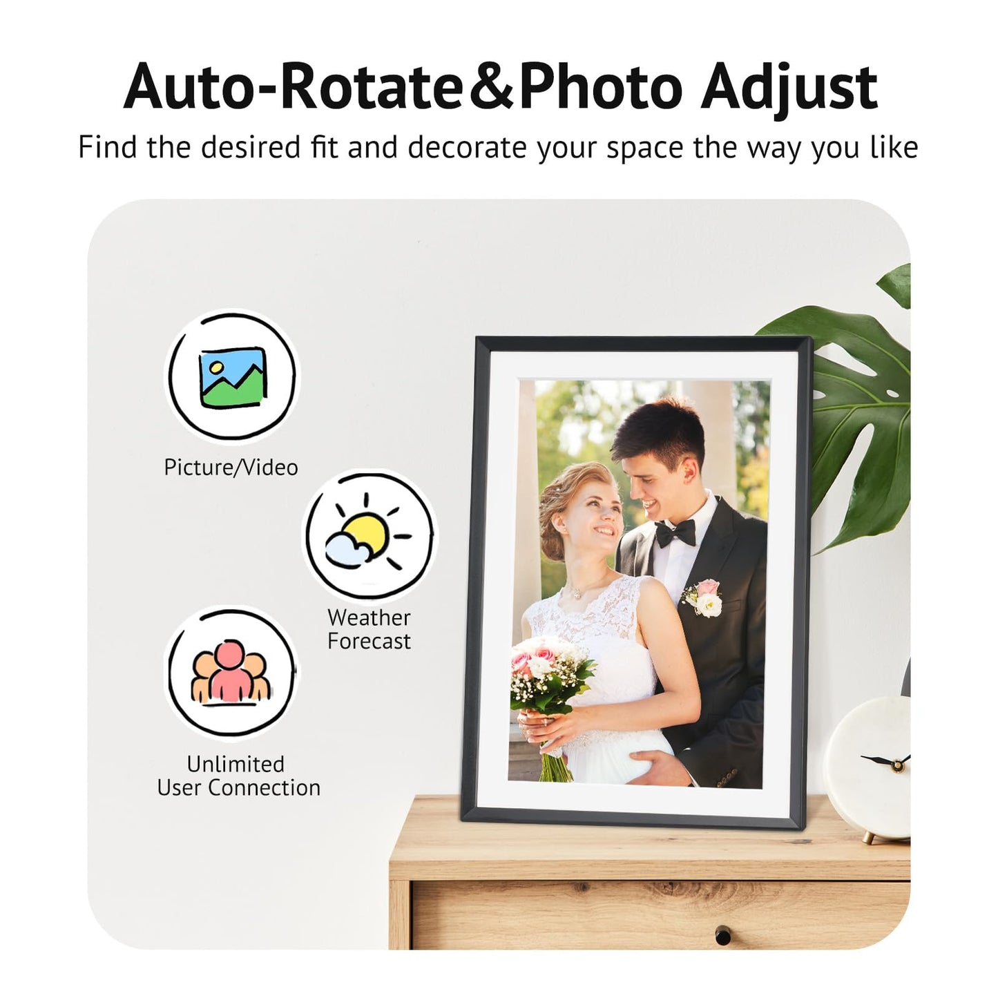 10.1'' Digital Picture Frame with 32GB Storage, Digital Photo Frame with 1280x800 IPS Touch Screen, Share Photos/Videos and Send Best Wishes via Free App