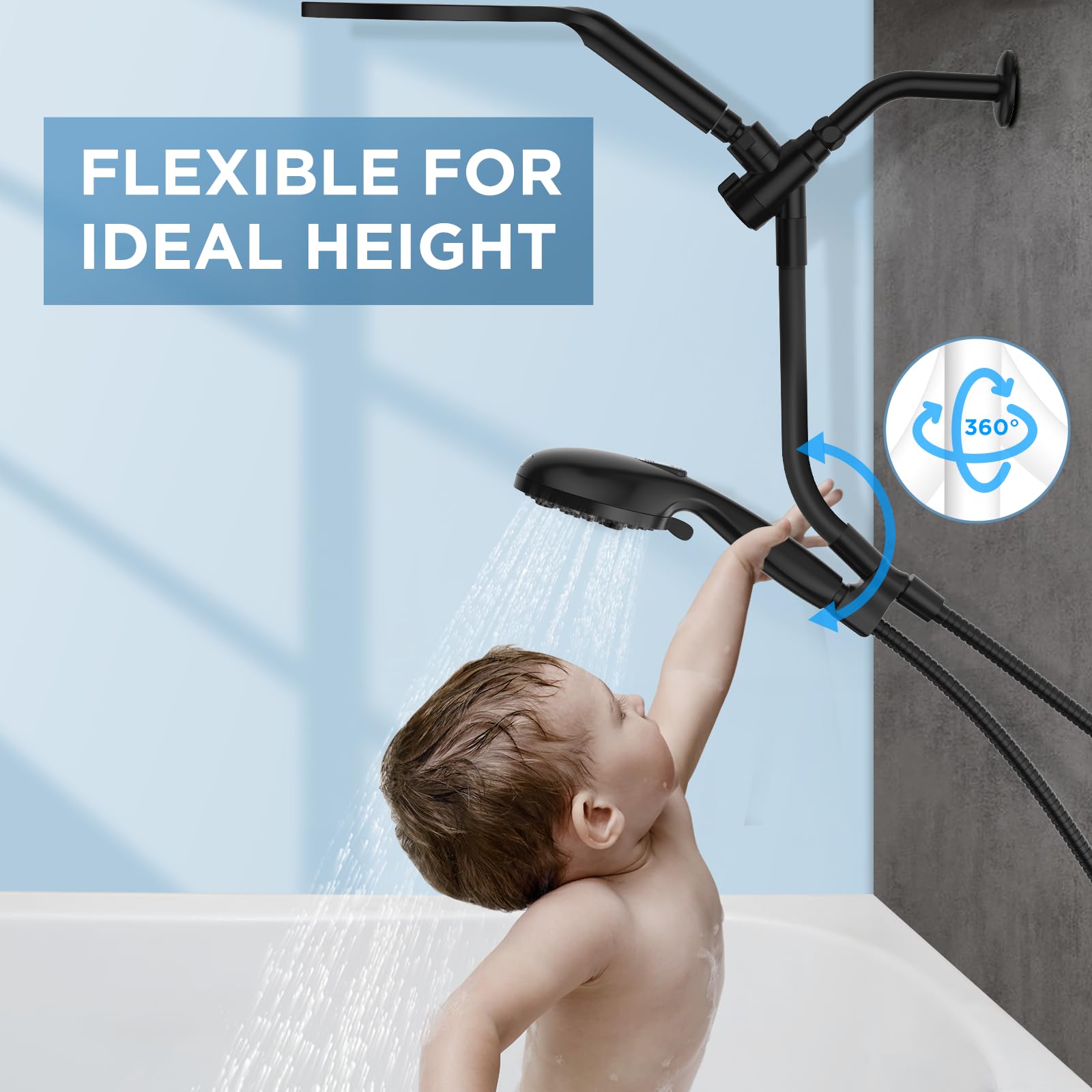 Dual Filtered Rain Shower Head Combo, High Pressure Handheld Shower Head with Adjustable Bar - Rainfall Shower Head And Showerhead with Filter for Hard Water - Removes Chlorine