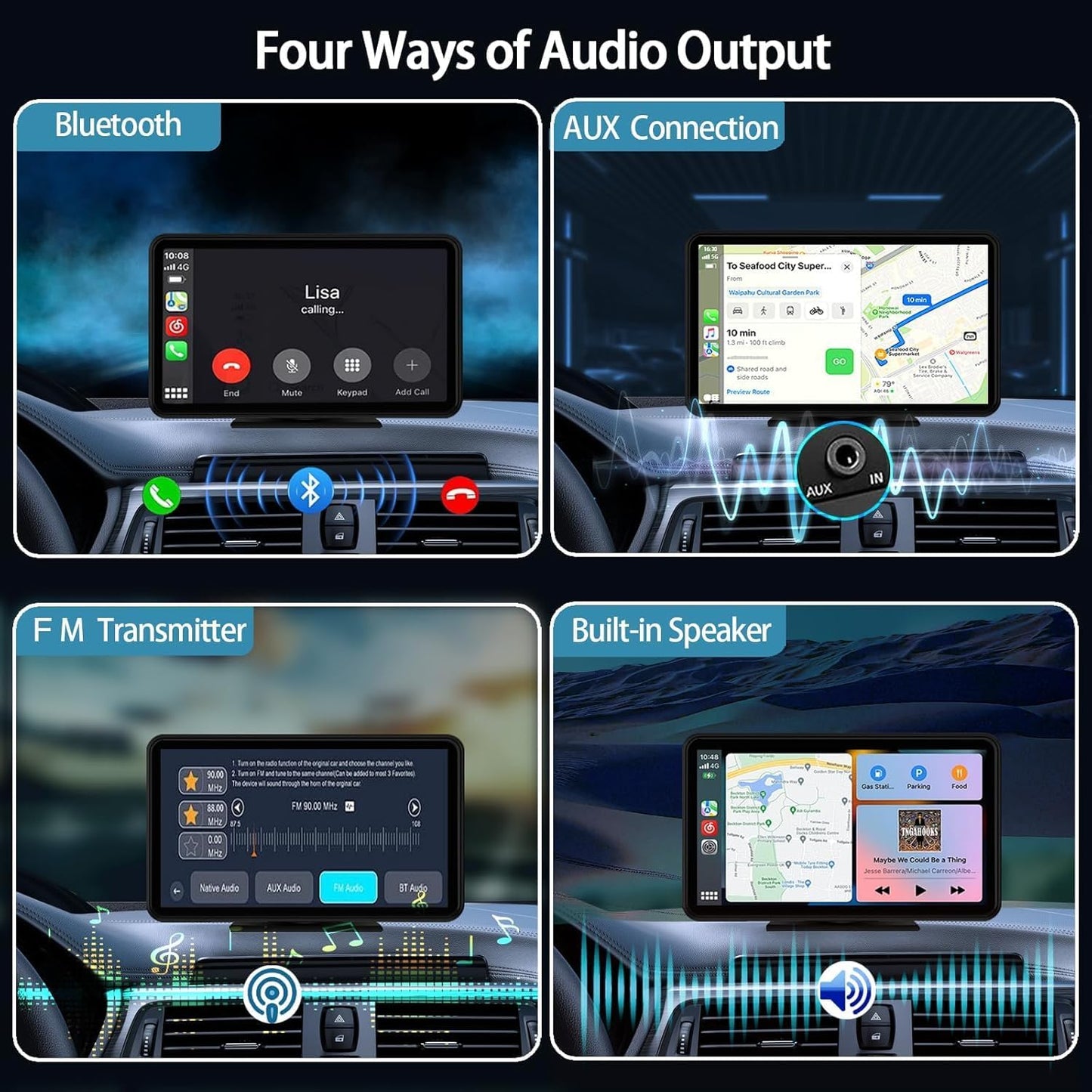 Wireless Car Stereo Compatible with Apple CarPlay and Android Auto,7" HD Portable Bluetooth CarPlay Touch Screen for Car,with Backup Camera Car Play for All Cars