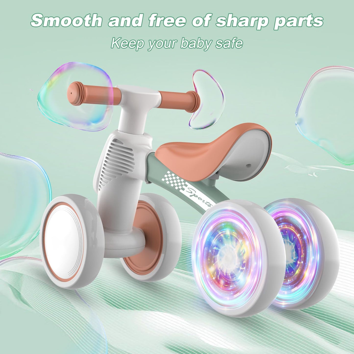 Colorful Lighting Baby Balance Bike Toys for 1 Year Old Boy Gifts, 10-36 Month Toddler Balance Bike, No Pedal 4 Silence Wheels &amp; Soft Seat First Bike, One Year Old Boy Birthday Gift.