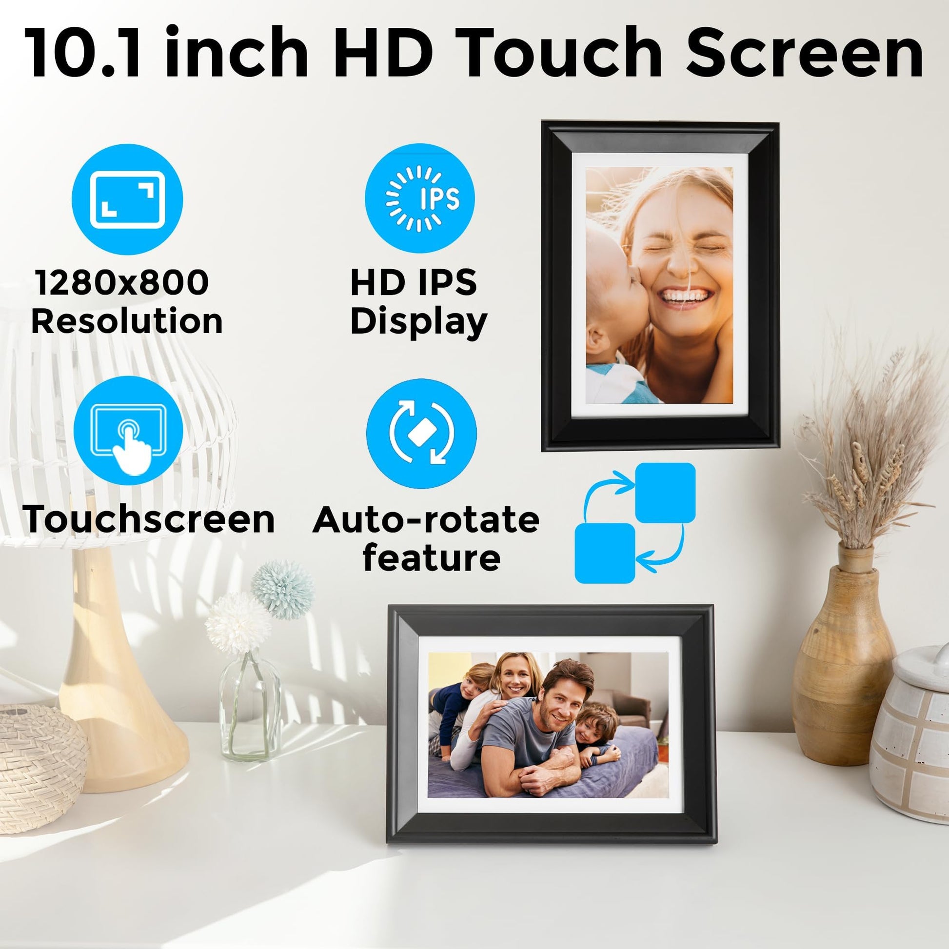 PhotoSpringㅤ 10 inch WiFi Digital Picture Frame | Send Photos by Email, Web or Our Free App | Electronic Picture Frame with Touchscreen &amp; 32GB Internal Memory | Easy Setup | Play Videos up to 5 min