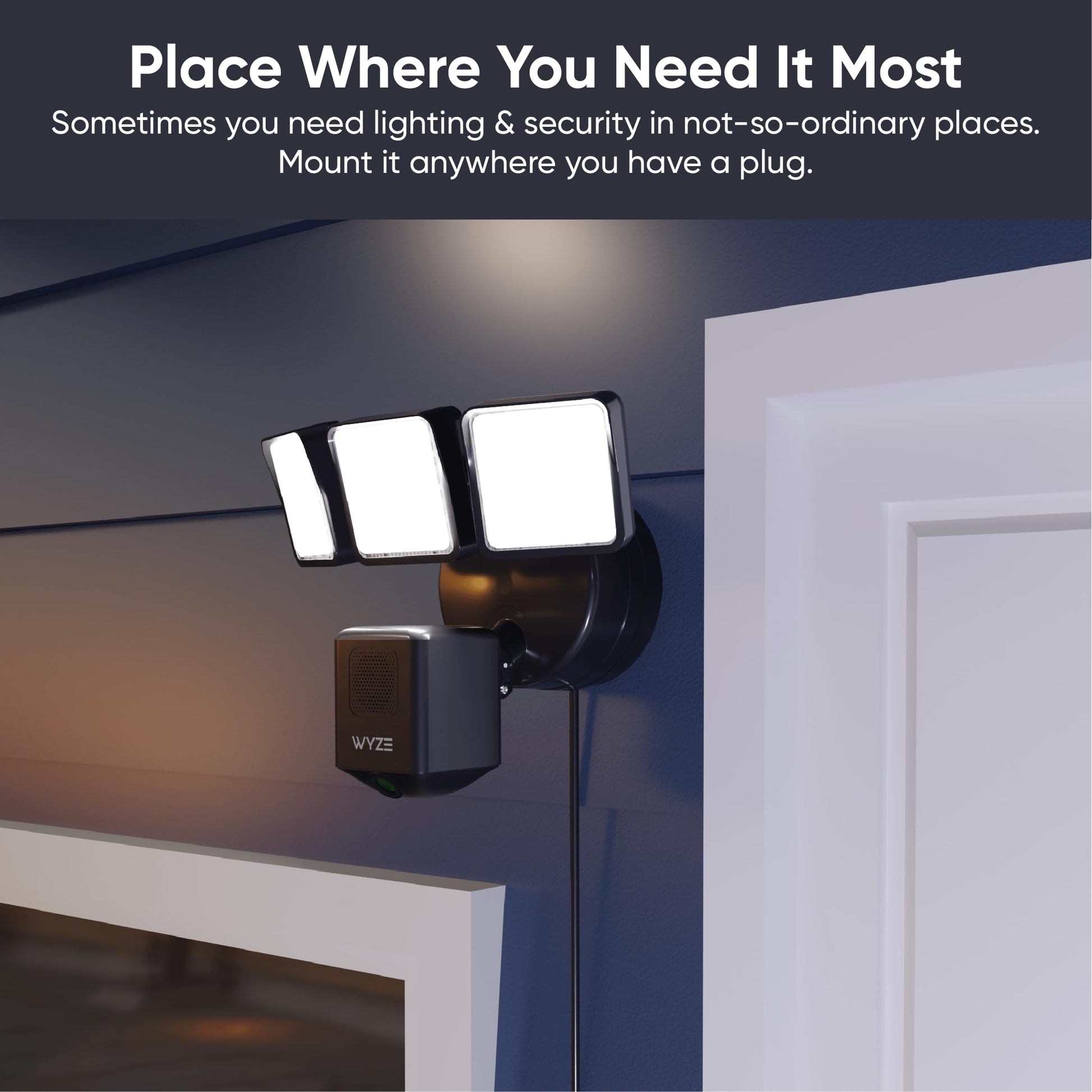 WYZE Floodlight Camera v2, 2800-Lumen LEDs, 2K HD Outdoor Security Camera, 160° Wide View, Motion Activated Light, 105dB Siren, Color Night Vision, Compatible with Alexa &amp; Google Assistant, Wired