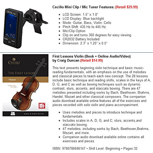 Mendini By Cecilio Violin For Kids &amp; Adults - 1/2 MV300 Satin Antique Violins, Student or Beginners Kit w/Case, Bow, Extra Strings, Tuner, Lesson Book - Stringed Musical Instruments