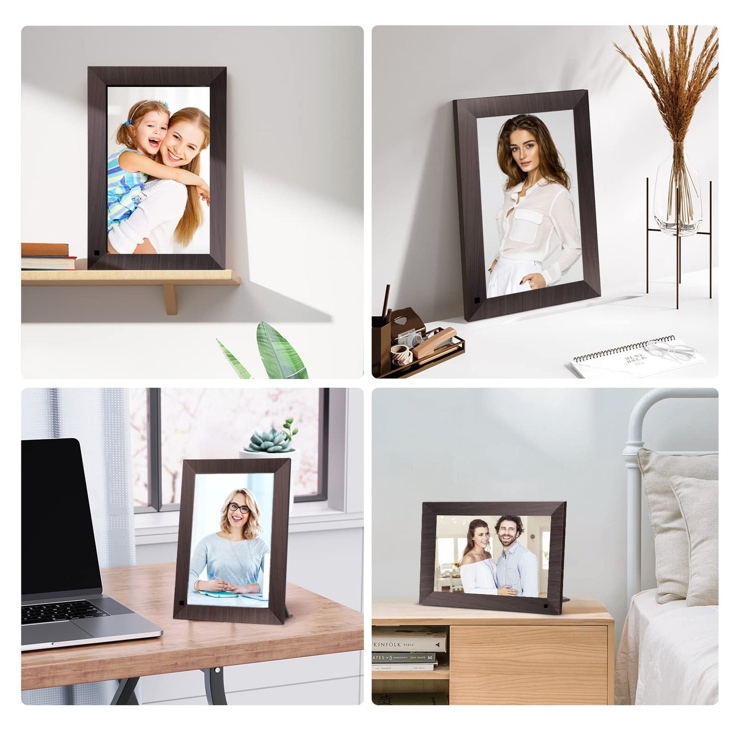 10.1 Inch WiFi Digital Picture Frame, 1280x800HD IPS Touch Screen Digital Photo Frame Electronic,16GB Memory, Auto-Rotate, Wall Mountable, Share Photos/Videos Instantly via Uhale App from Anywhere