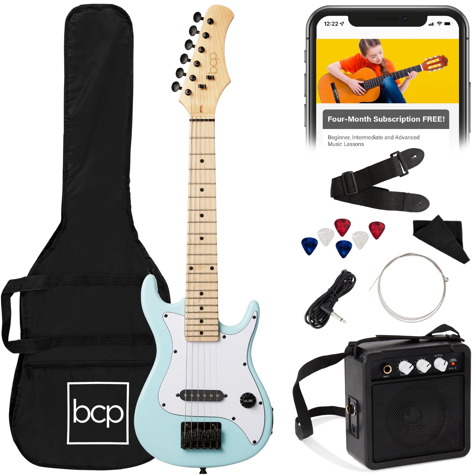 Best Choice Products 30in Beginners Electric Guitar Beginner Starter Kit w/ 5W Amplifier, Strap, Gig Bag, Strings, Picks - Black