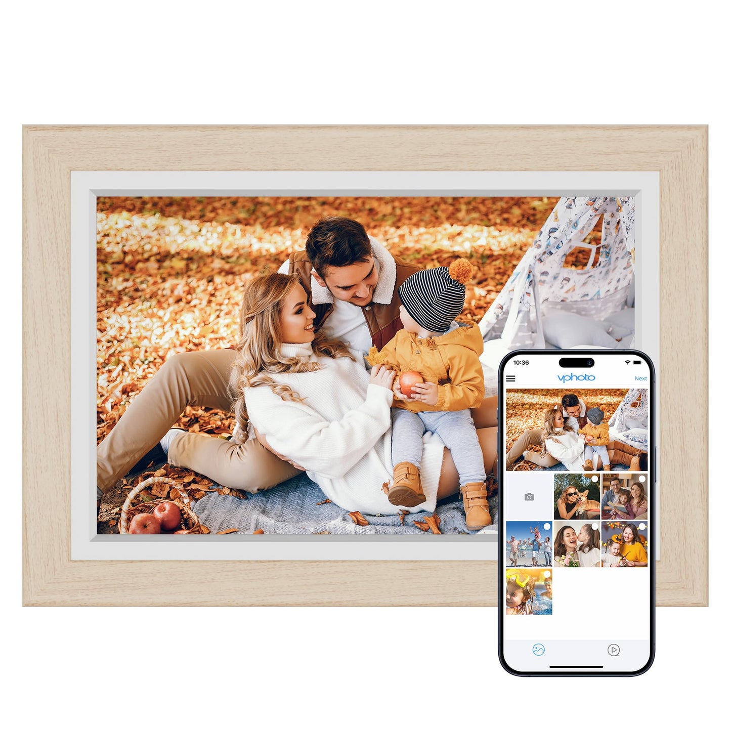 Dragon Touch 10.1'' WIFI Digital Picture Frame - 1280*800 HD IPS Touch Screen Digital Photo Frame Display, Auto-Rotate, Share Photos/Videos Instantly via Free App Best Gifts for Birthday, Wedding, Mom