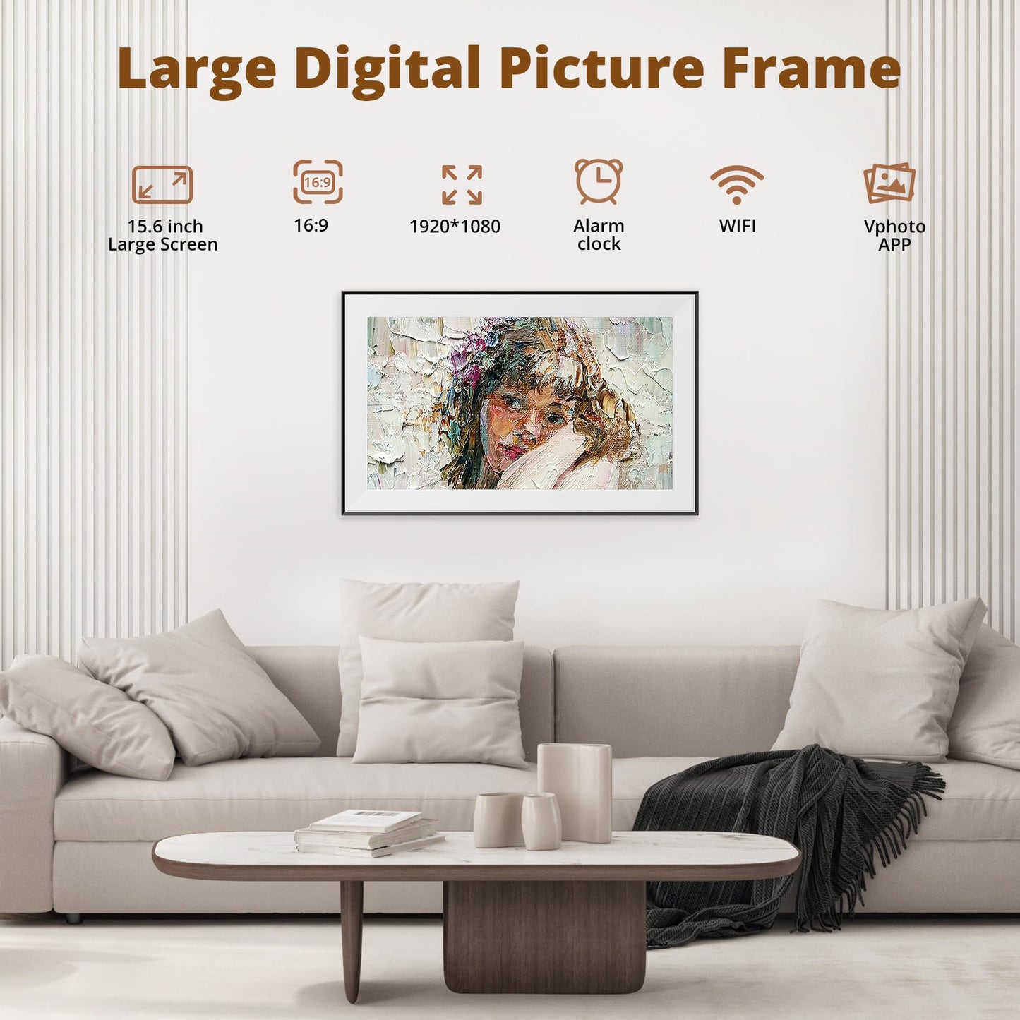 Dragon Touch 15.6 Inch Large Digital Picture Frame - WiFi Digital Photo Frame with 32GB Storage, FHD 1080P Touch Screen, Auto-Rotate, Share Photos/Videos Instantly via Free App Best Gifts for Mom