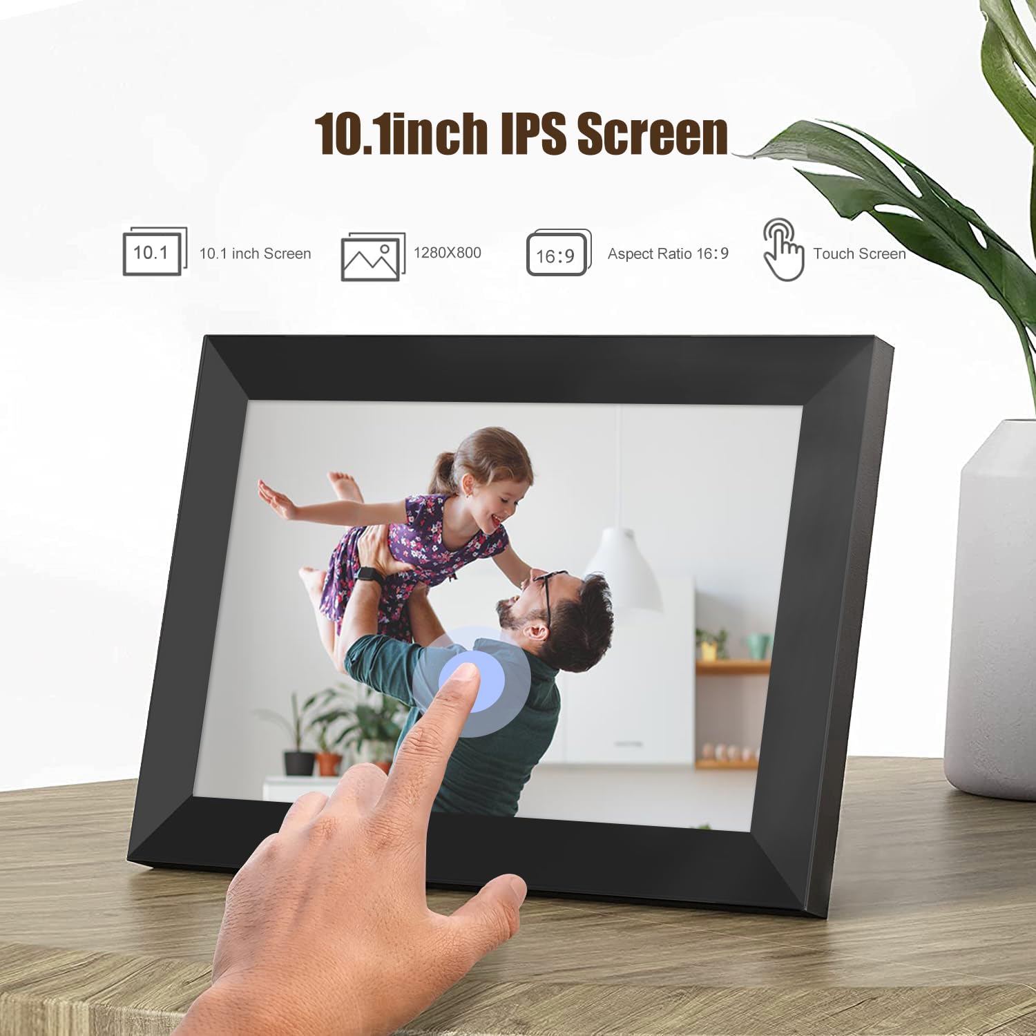 10.1'' Digital Picture Frame，Smart Digital Photo Frame with 1280x800 IPS Touch Screen, Auto-Rotate and Slideshow, Easy Setup to Share Moments Via APP from Anywhere Anytime