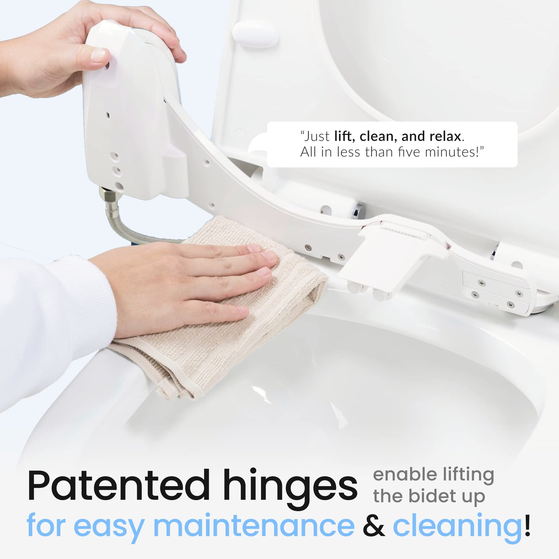 LUXE Bidet NEO 185 Plus - Patented Bidet Attachment for Toilet Seat, Innovative Hinges to Clean, Slide-in Easy Install, Advanced 360° Self-Clean, Dual Nozzles, Feminine &amp; Rear Wash (Chrome)