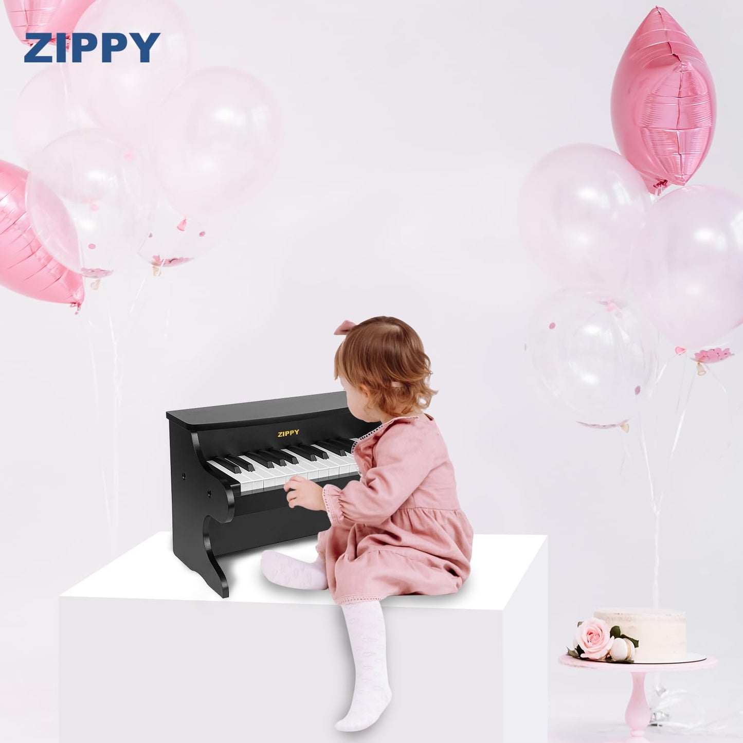 ZIPPY Kids Piano Keyboard, 25 Keys Digital Piano for Kids, Mini Music Educational Instrument Toy, Wood Piano for Toddlers Girls Boys, Black