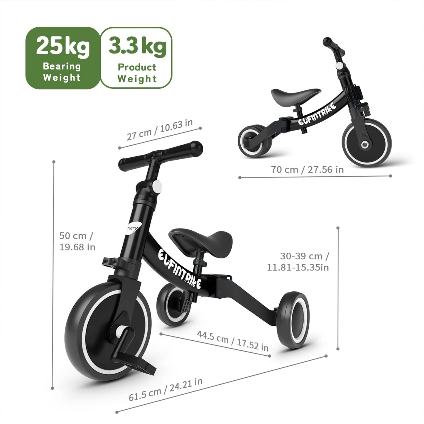 besrey 5 in 1 Toddler Bike for 1 Year to 4 Years Old Kids, Toddler Tricycle Kids Trikes Tricycle, Toys for Boy &amp; Girl, Balance Training, Removable Pedals