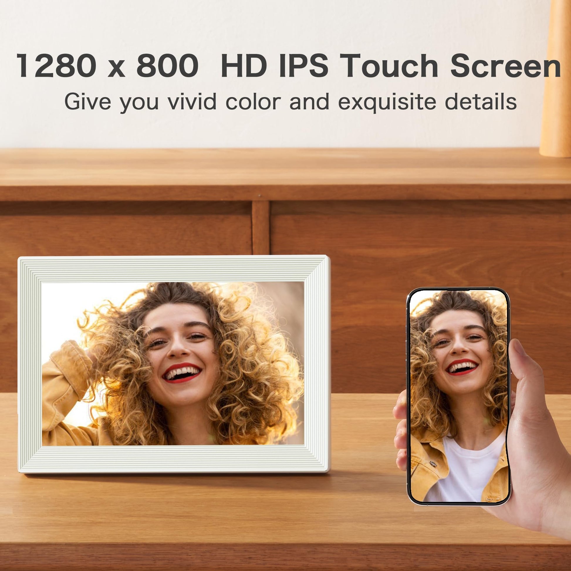 Digital Picture Frame WiFi, 10.1 Inch Frameo Digital Photo Frame 32GB Memory, 1280 * 800 Touch Screen, Auto-Rotate, Share Pictures Videos Instantly, Wedding, Birthday, Gift for Mom, Dad, Grandparents