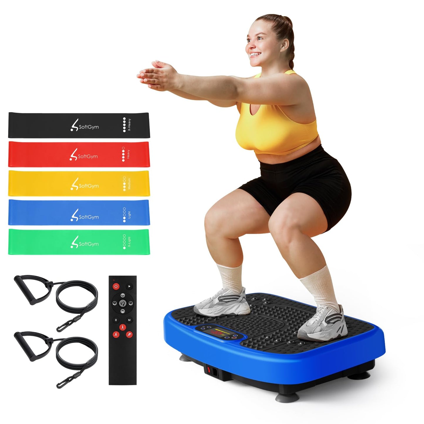 Vibration Plate Exercise Machine for Lymphatic Drainage Weight Loss,SoftGym Power Vibration Plate 300-400 Lbs Capacity Full Whole Body Workout Vibration Platform,Waver Vibration Plate for Home Fitness