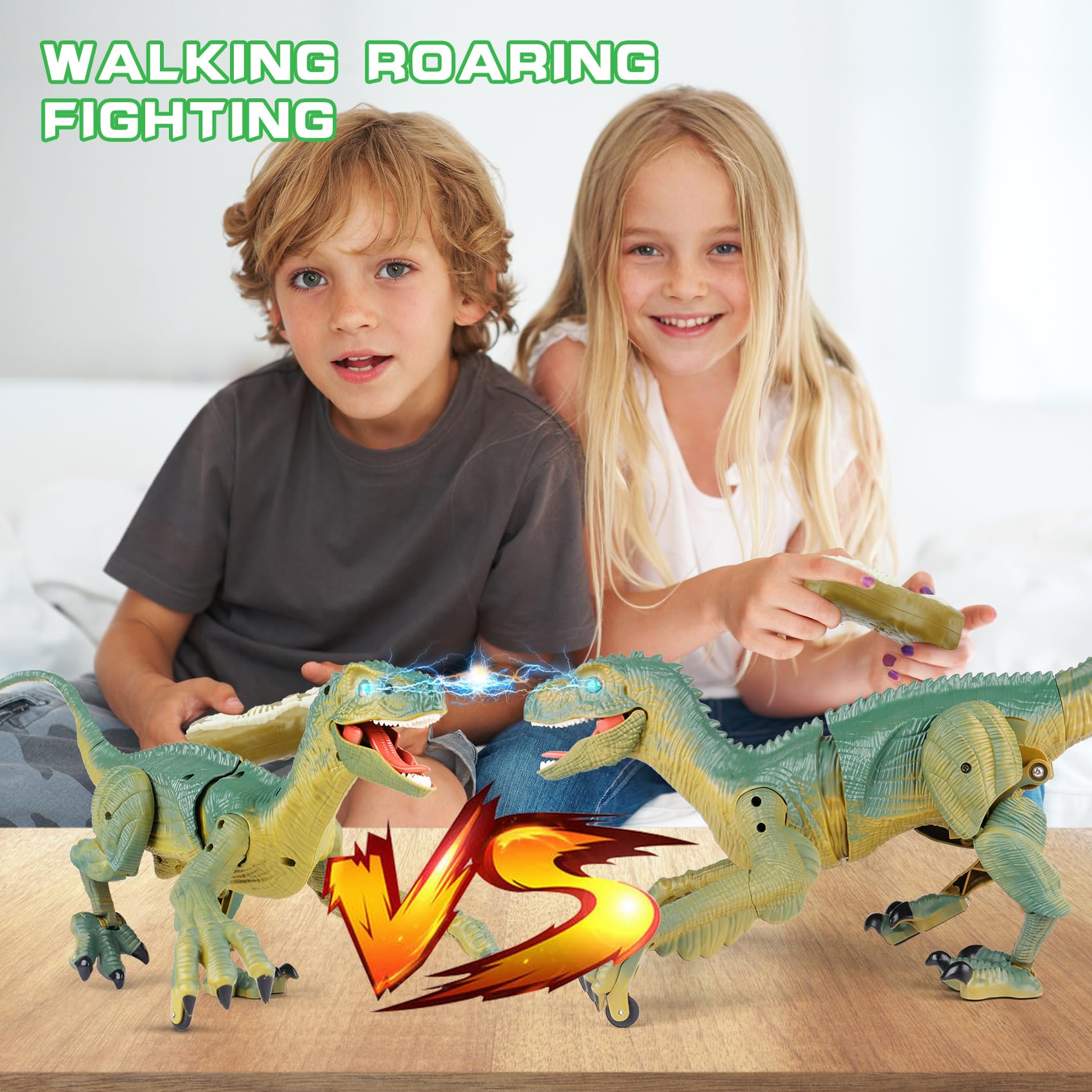 VERTOY Remote Control Dinosaur Toys for Boys 3-5 4-7 8-12 Year Old - Realistic Big T-Rex Gift Ideas for Kids, RC Walking Dino with Roaring, Spray, Light, Touch Sensing