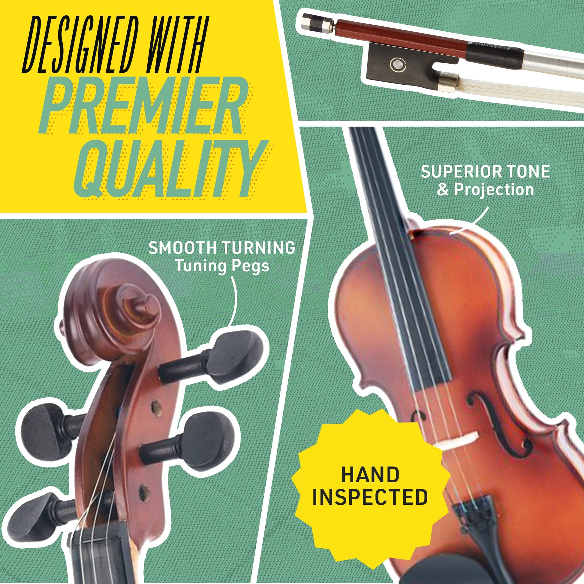 Mendini By Cecilio Violin For Beginners, Kids &amp; Adults - Beginner Kit For Student w/Hard Case, Rosin, Bow - Starter Violins, Wooden Stringed Musical Instruments